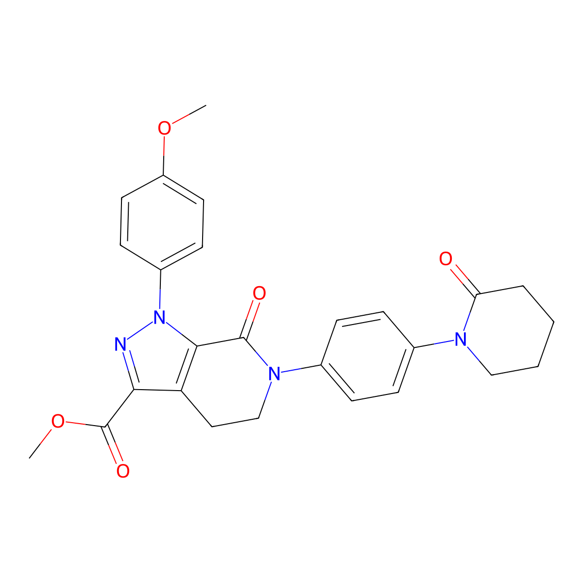 Methyl 1-(4-methoxyphenyl)-7-oxo-6-(4-(2-oxopiperidin-1-yl)phenyl)-4,5,6,7-tetrahydro-1H-pyrazolo(3,4-c)pyridine-3-carboxylate molecular structure, CAS 1074365-84-6