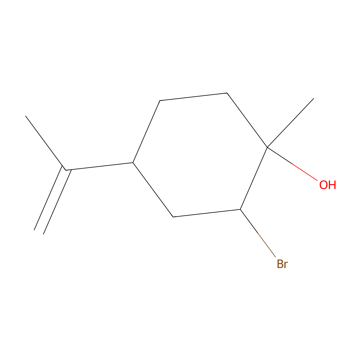 (1S,2S,4R)-2-bromo-1-methyl-4-(prop-1-en-2-yl)cyclohexanol molecular structure, CAS 107438-36-8
