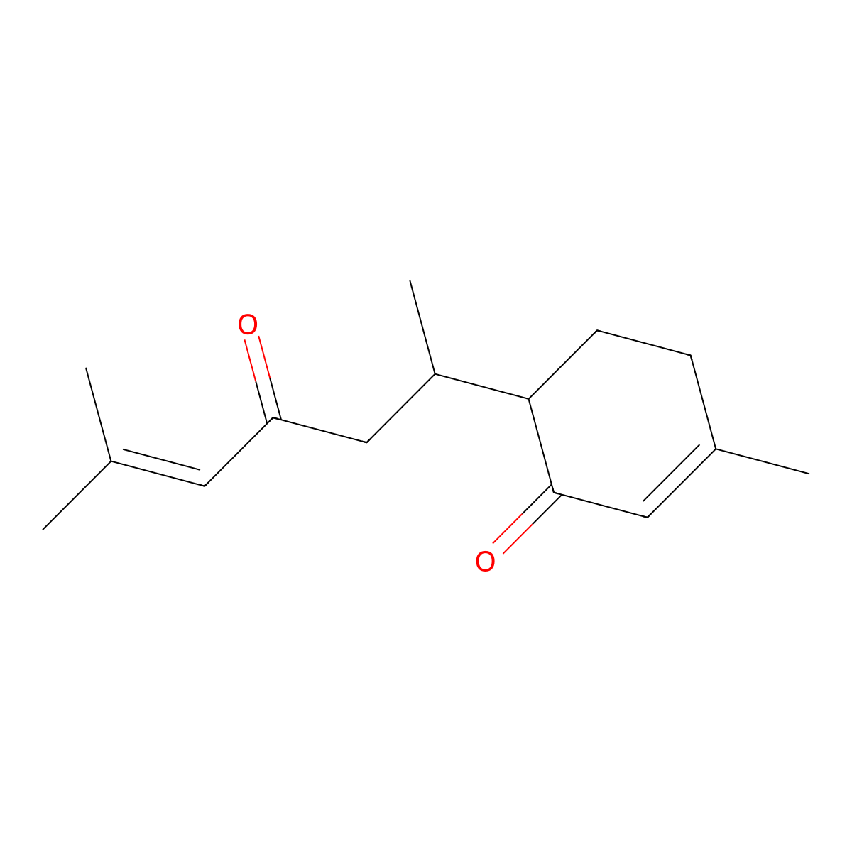 2-Cyclohexen-1-one, 6-[(1R)-1,5-dimethyl-3-oxo-4-hexen-1-yl]-3-methyl-, (6S)-rel- molecular structure, CAS 107439-25-8