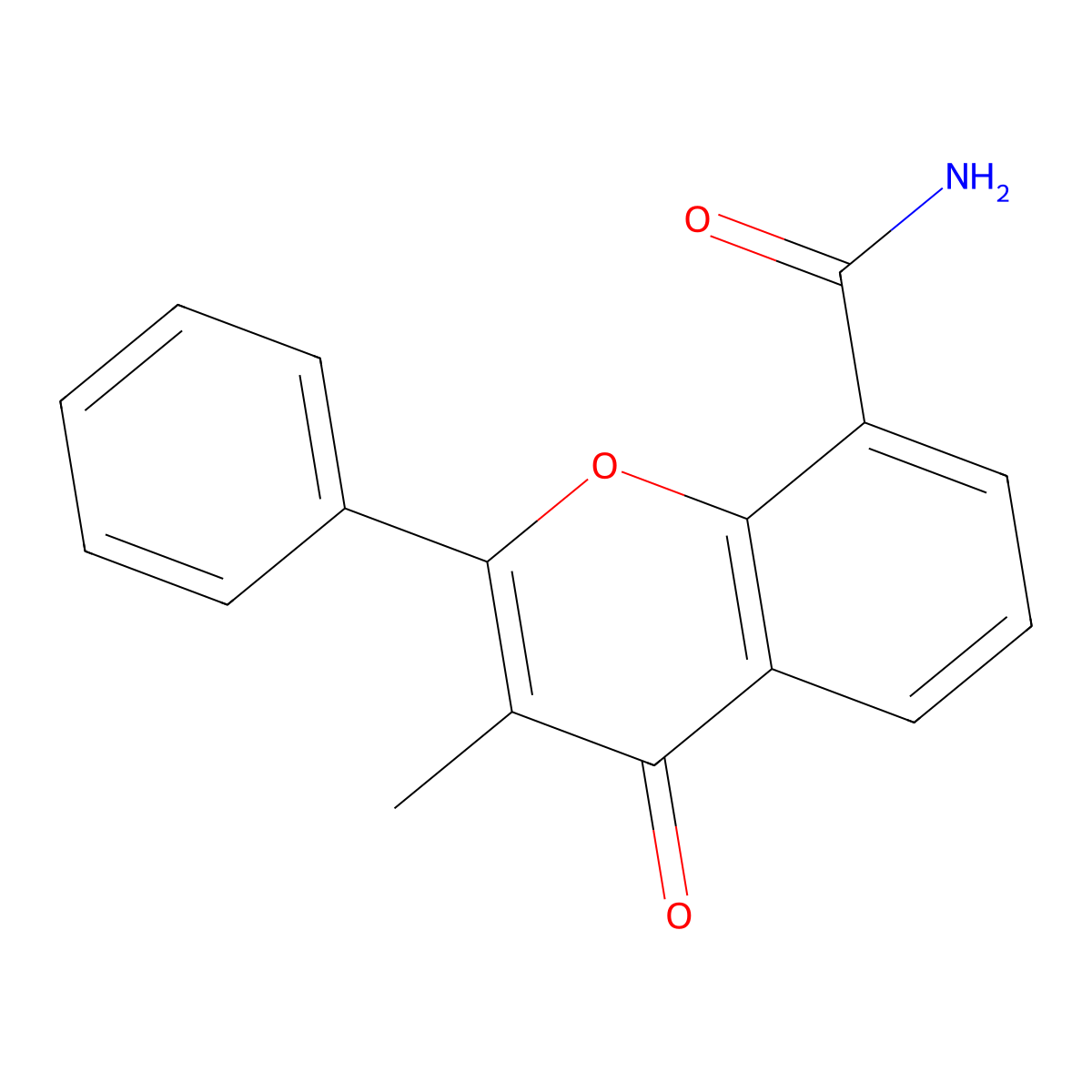 3-methyl-4-oxo-2-phenyl-4H-chromene-8-carboxamide molecular structure, CAS 107448-07-7