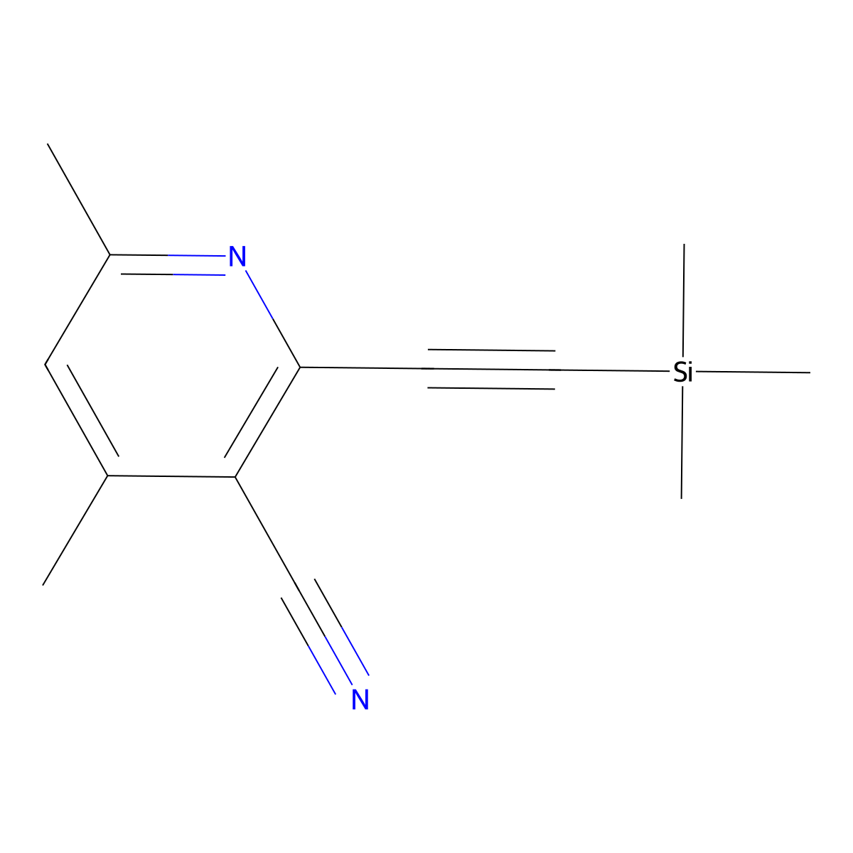 4,6-Dimethyl-2-trimethylsilanylethynyl-nicotinonitrile molecular structure, CAS 107469-28-3