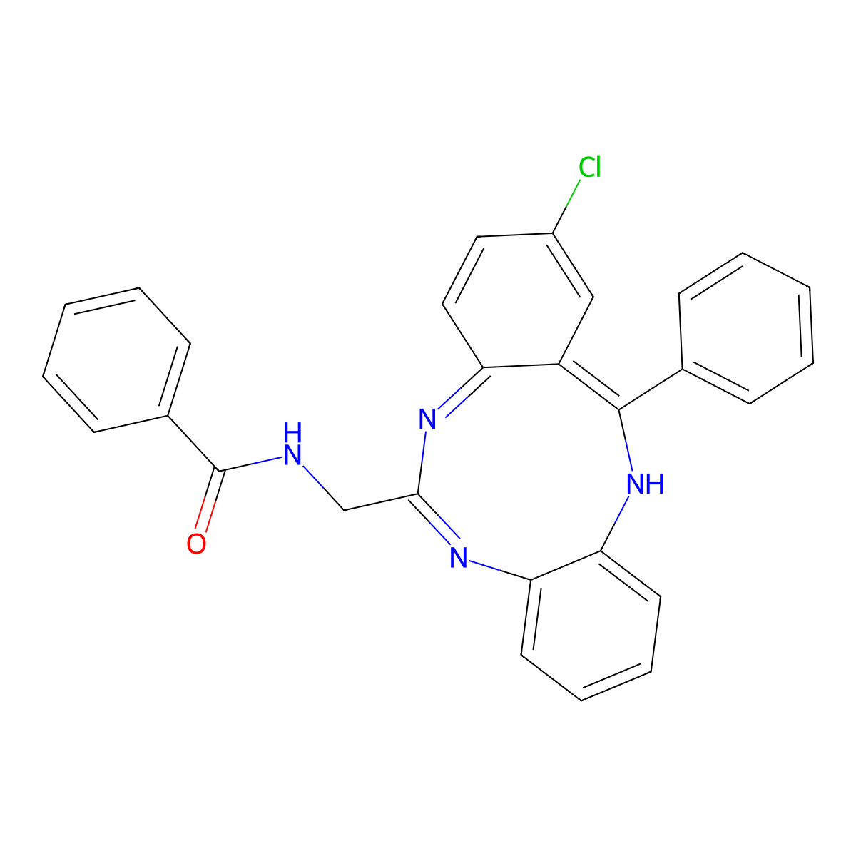 N-[(2-chloro-13-phenyl-12H-benzo[d][1,3,7]benzotriazonin-6-yl)methyl]benzamide molecular structure, CAS 107469-97-6