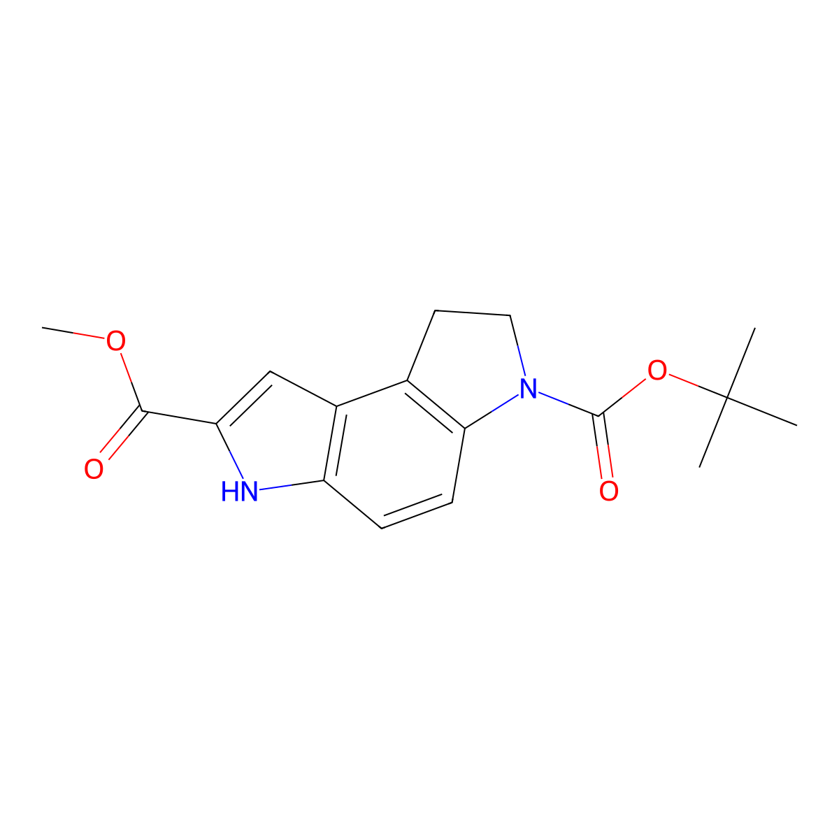 6-tert-butyl 2-methyl 7,8-dihydropyrrolo[3,2-e]indole-2,6(3H)-dicarboxylate molecular structure, CAS 107474-66-8