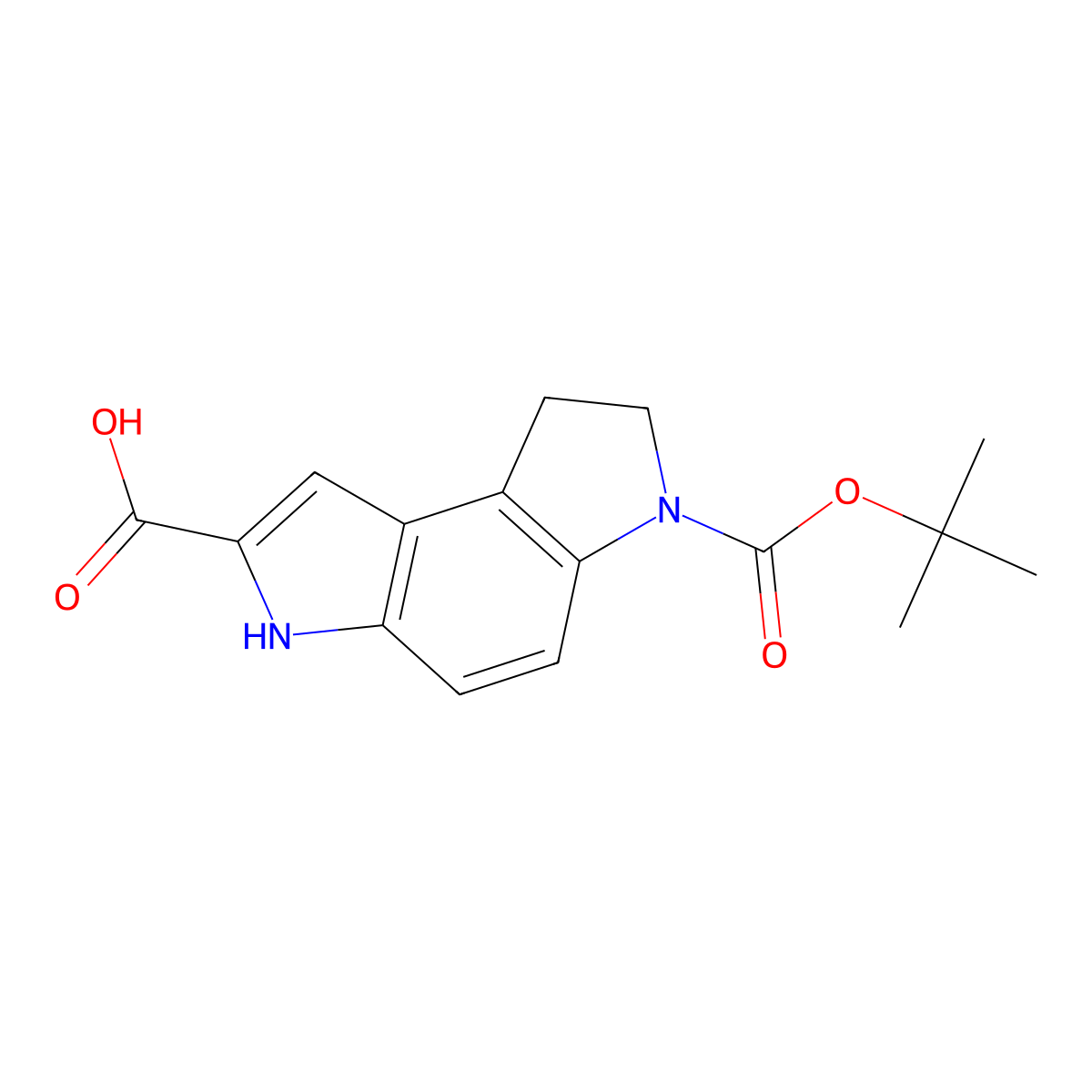 6-(Tert-butoxycarbonyl)-3,6,7,8-tetrahydropyrrolo[3,2-e]indole-2-carboxylic acid molecular structure, CAS 107474-67-9