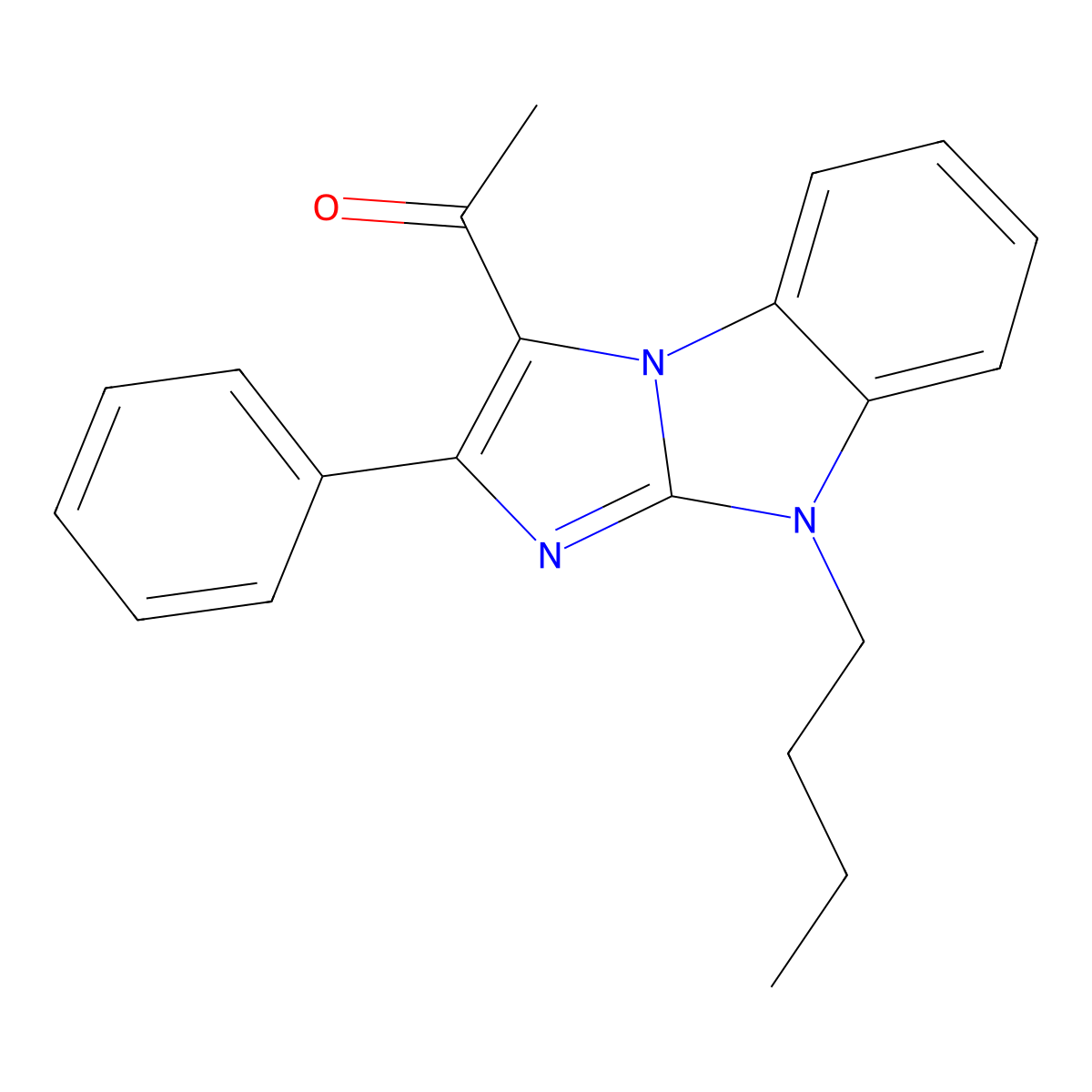 1-(4-Butyl-2-phenylimidazo[1,2-a]benzimidazol-1-yl)ethanone molecular structure, CAS 107486-23-7