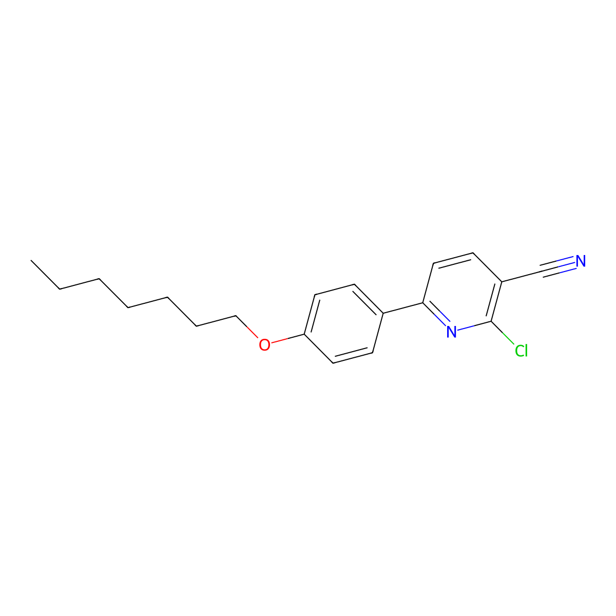 2-Chloro-6-[4-(heptyloxy)phenyl]nicotinonitrile molecular structure, CAS 107488-15-3