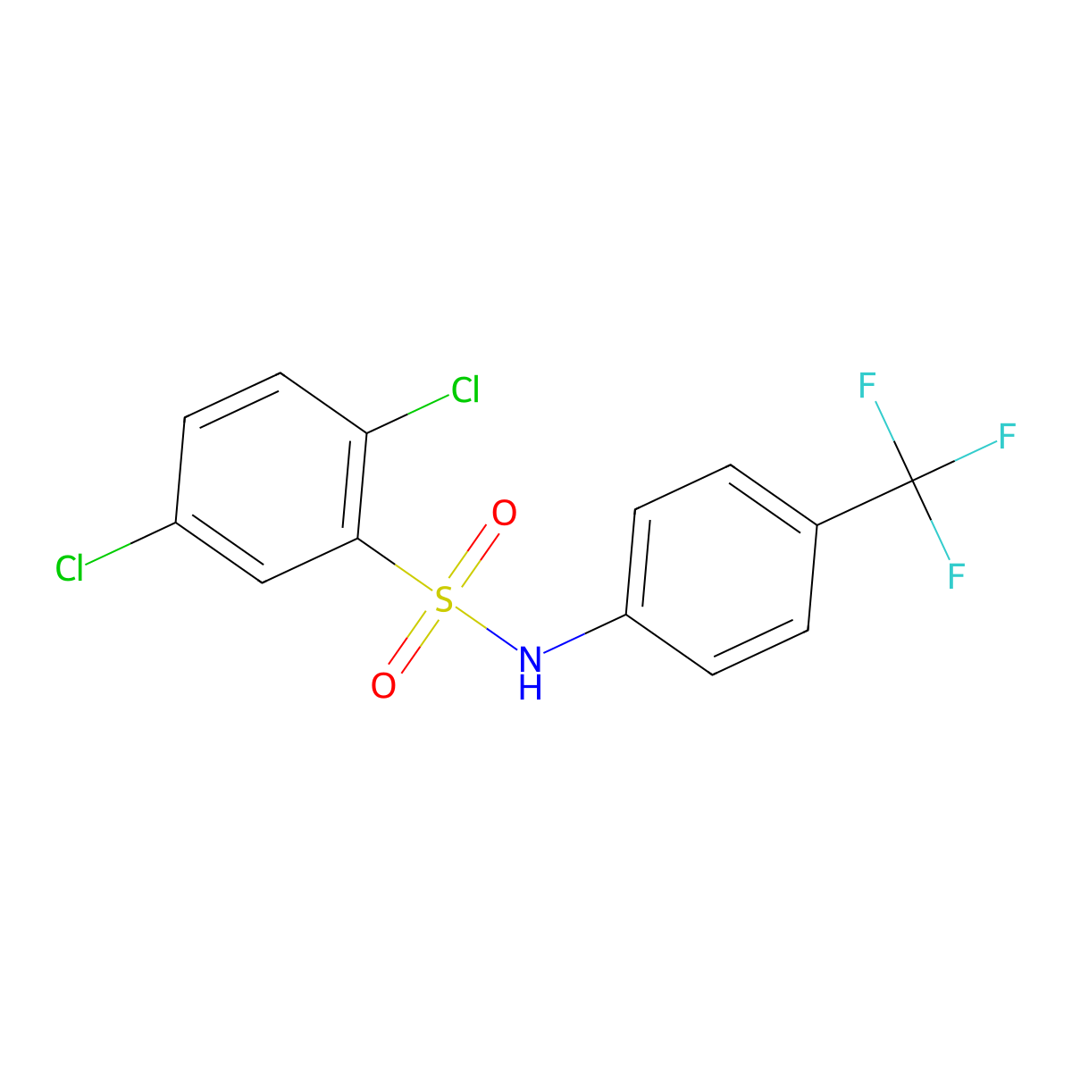 2,5-dichloro-N-[4-(trifluoromethyl)phenyl]benzenesulfonamide molecular structure, CAS 107491-60-1