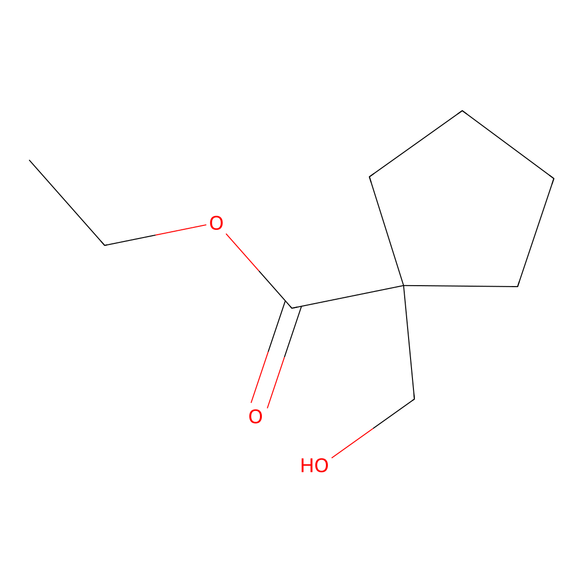 Ethyl 1-(hydroxymethyl)cyclopentanecarboxylate molecular structure, CAS 1075-82-7
