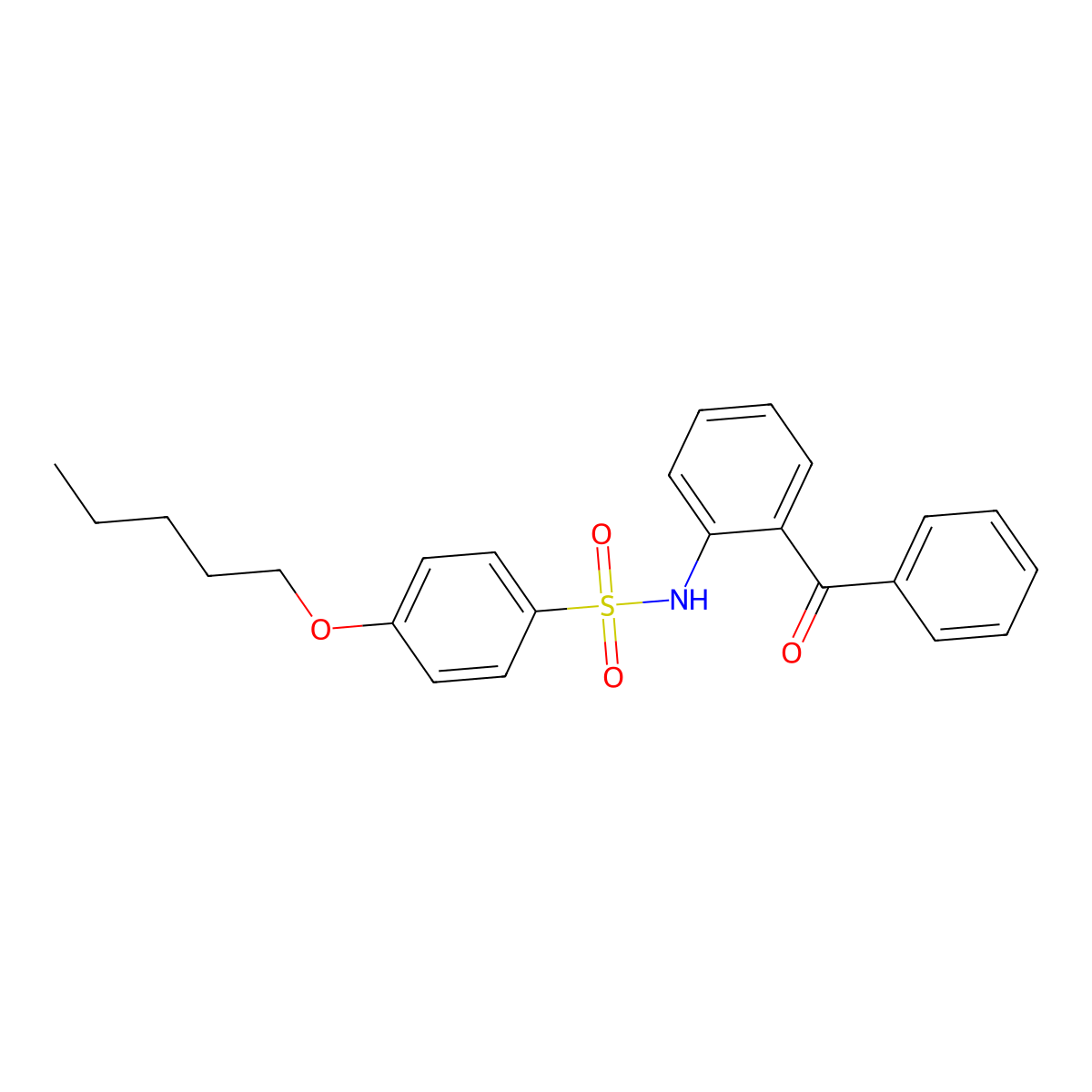 Benzenesulfonamide, N-(2-benzoylphenyl)-4-(pentyloxy)- molecular structure, CAS 107506-20-7