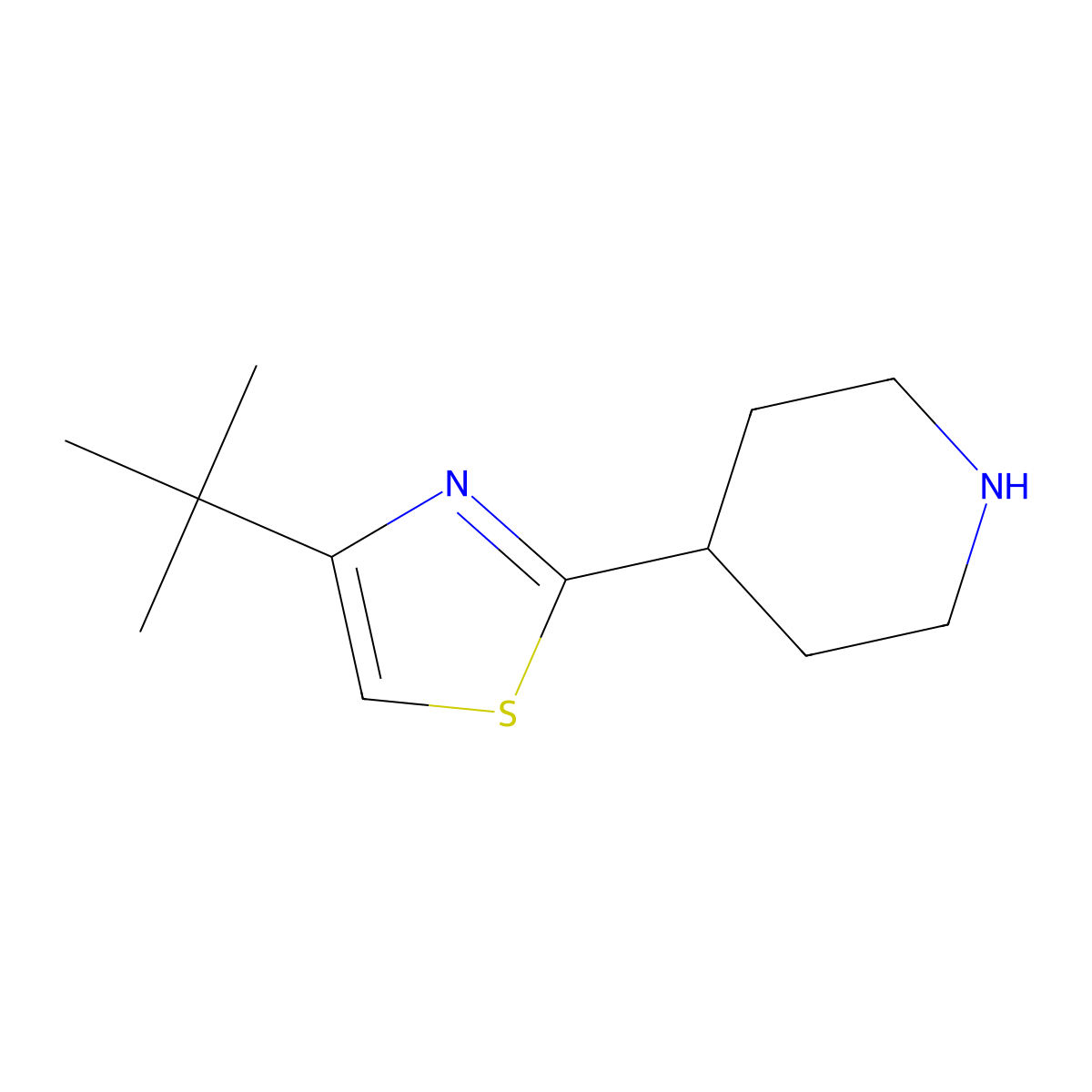 4-(4-Tert-butyl-1,3-thiazol-2-yl)piperidine molecular structure, CAS 107507-50-6