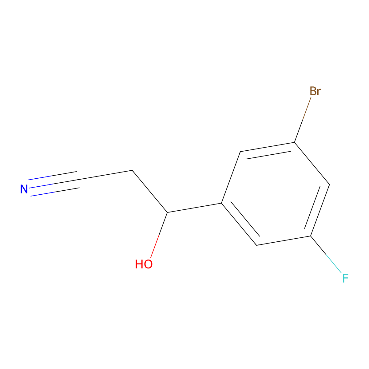 3-(3-Bromo-5-fluorophenyl)-3-hydroxypropanenitrile molecular structure, CAS 1075178-33-4