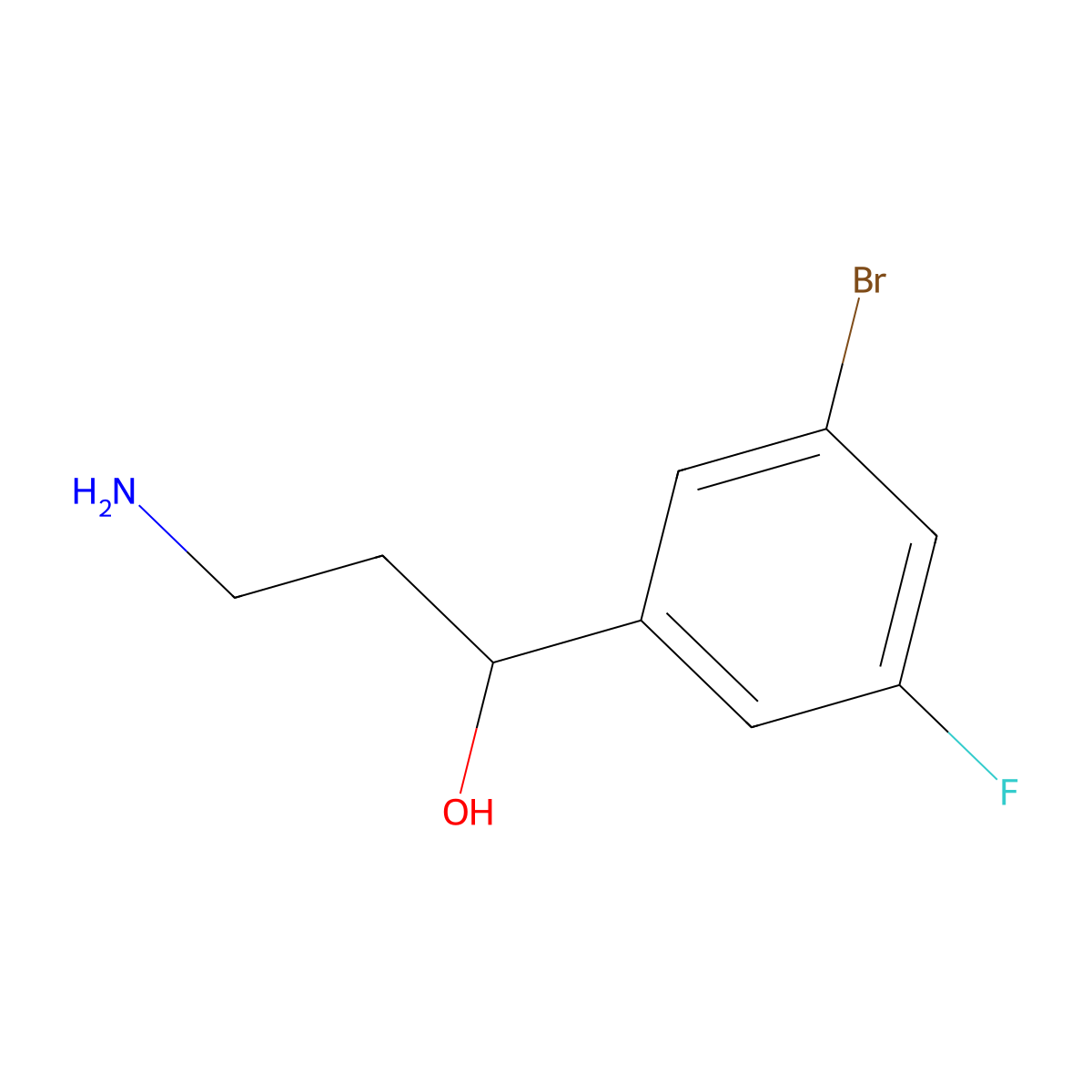 3-Amino-1-(3-bromo-5-fluorophenyl)propan-1-ol molecular structure, CAS 1075178-34-5