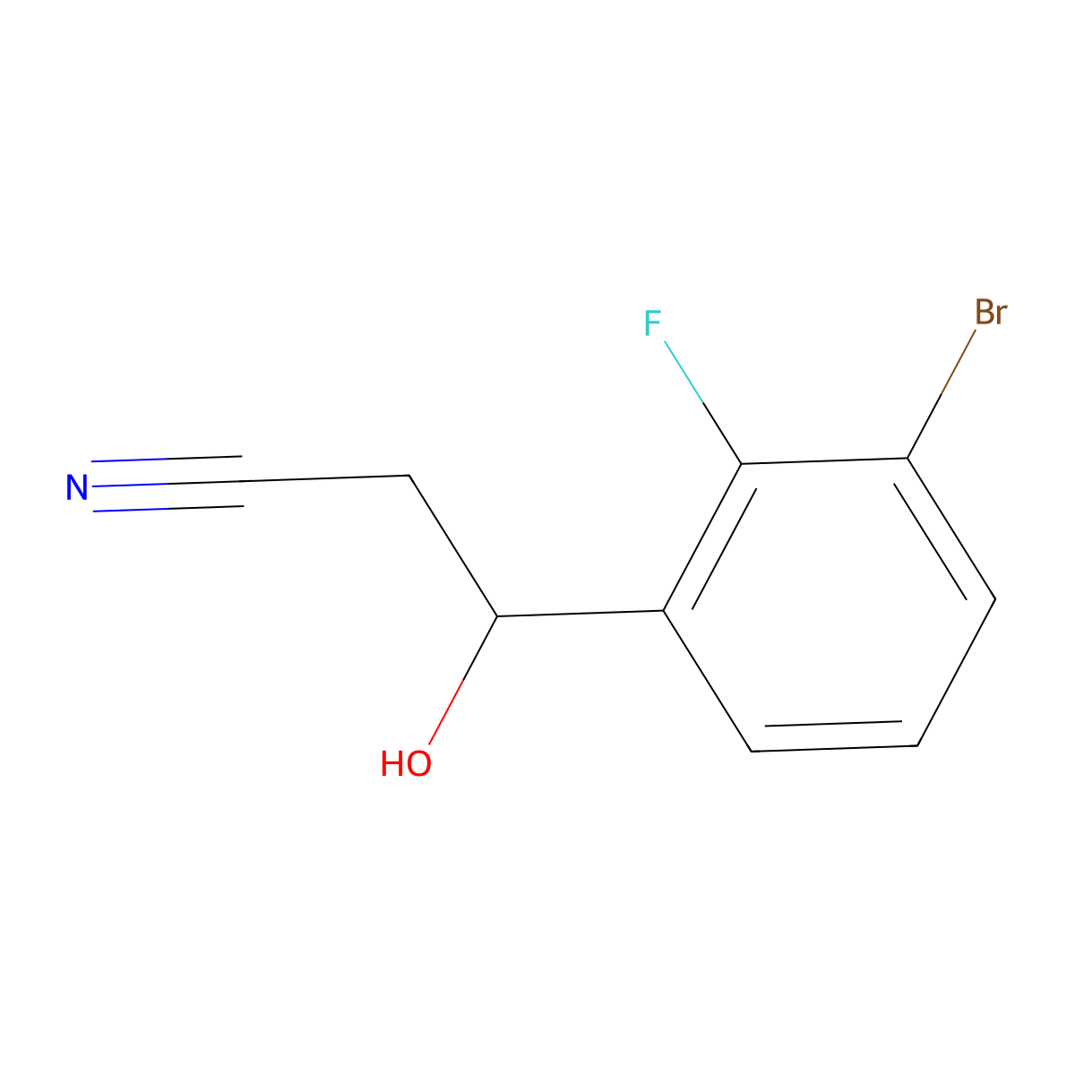 3-(3-Bromo-2-fluorophenyl)-3-hydroxypropanenitrile molecular structure, CAS 1075178-37-8
