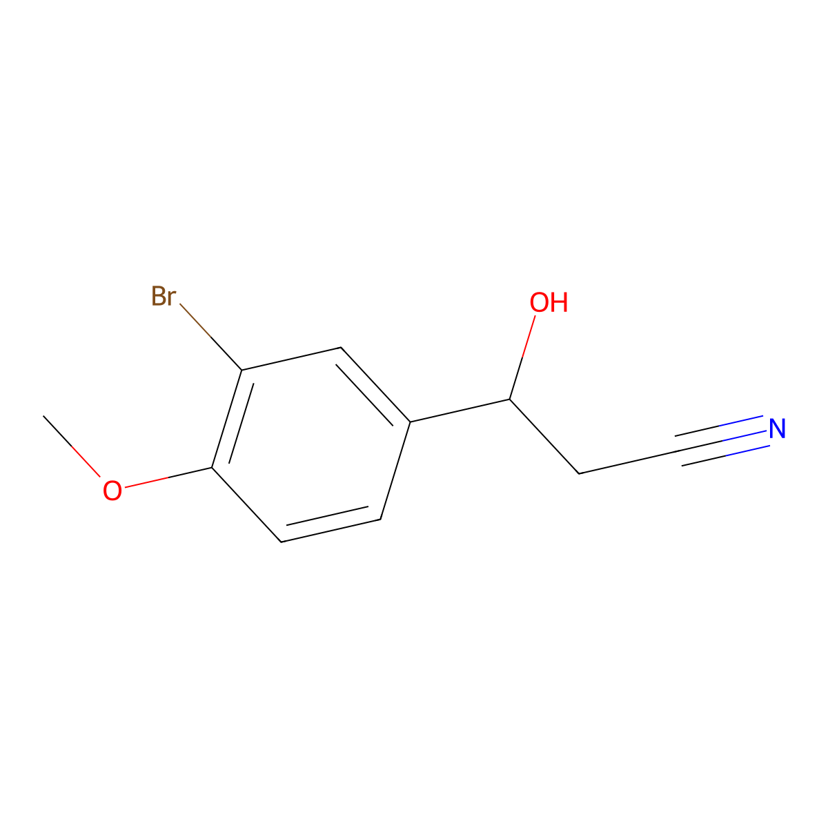 3-(3-Bromo-4-methoxyphenyl)-3-hydroxypropanenitrile molecular structure, CAS 1075178-57-2