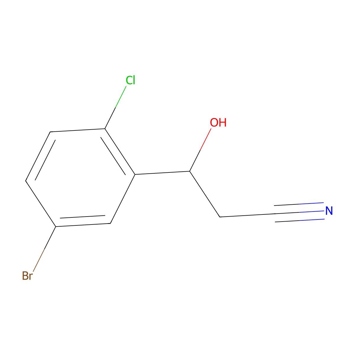 3-(5-Bromo-2-chlorophenyl)-3-hydroxypropanenitrile molecular structure, CAS 1075178-60-7