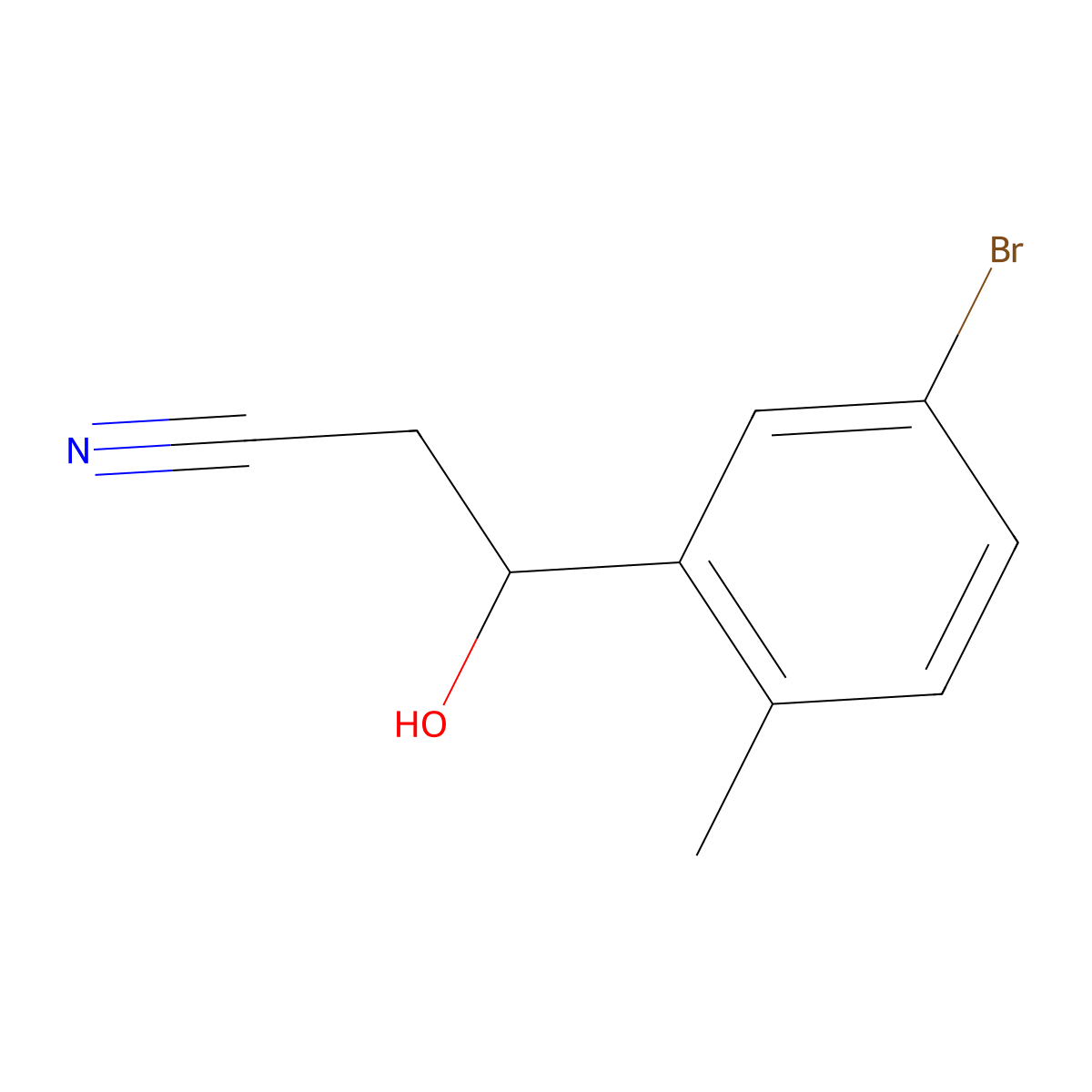 3-(5-Bromo-2-methylphenyl)-3-hydroxypropanenitrile molecular structure, CAS 1075178-63-0