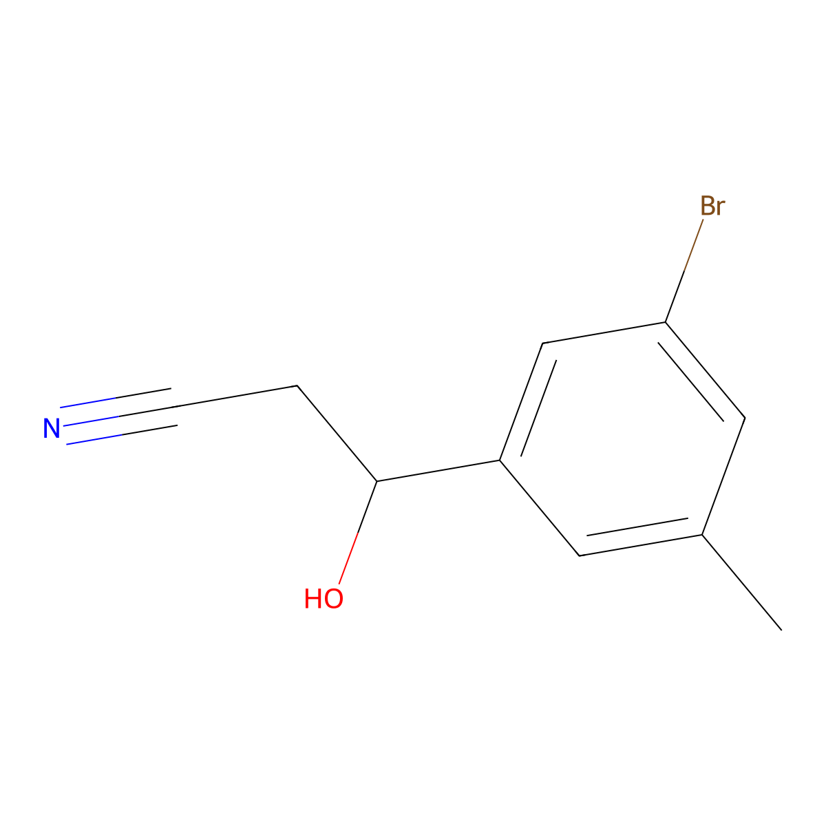 3-(3-Bromo-5-methylphenyl)-3-hydroxypropanenitrile molecular structure, CAS 1075178-66-3