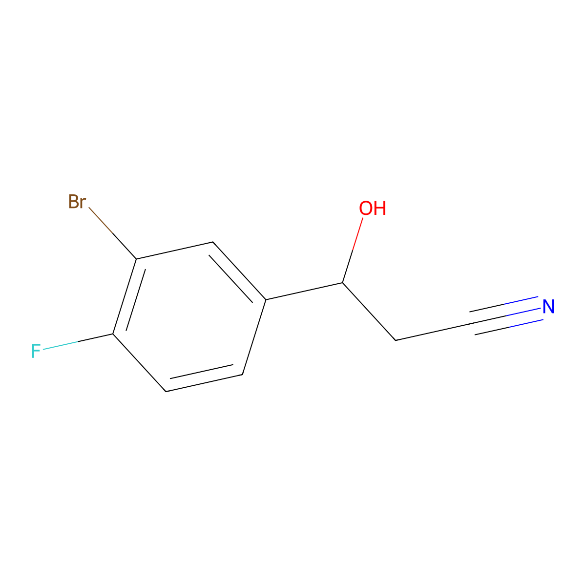 3-(3-Bromo-4-fluorophenyl)-3-hydroxypropanenitrile molecular structure, CAS 1075178-76-5