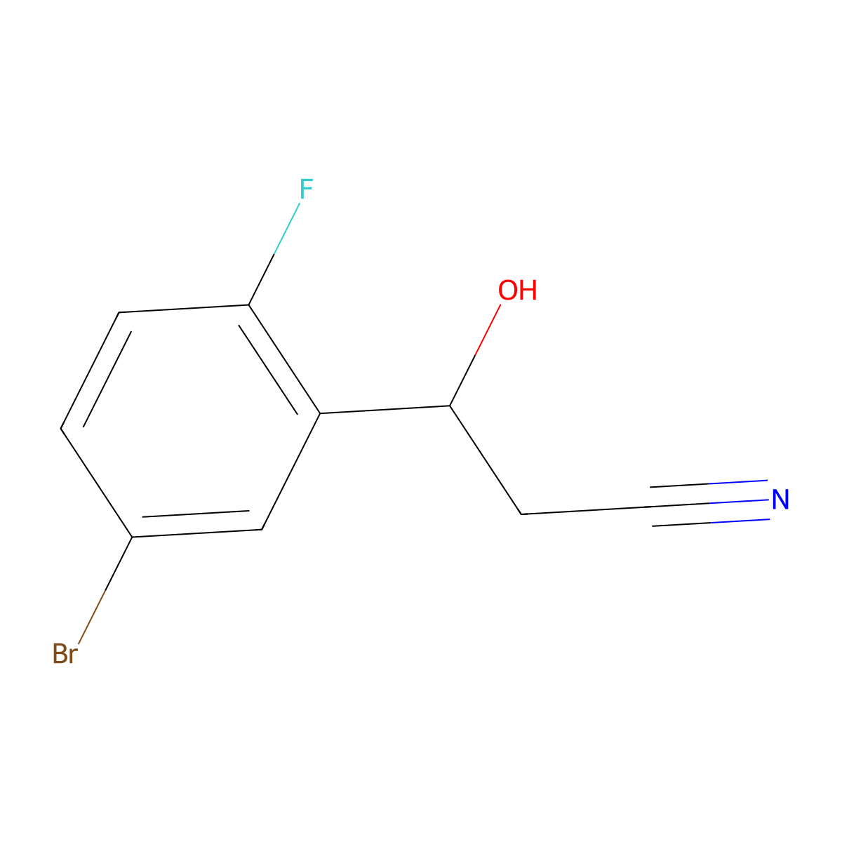 3-(5-Bromo-2-fluorophenyl)-3-hydroxypropanenitrile molecular structure, CAS 1075178-83-4