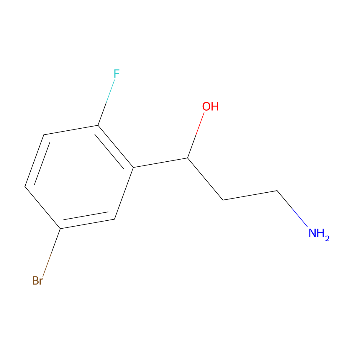 3-Amino-1-(5-bromo-2-fluorophenyl)propan-1-ol molecular structure, CAS 1075178-84-5