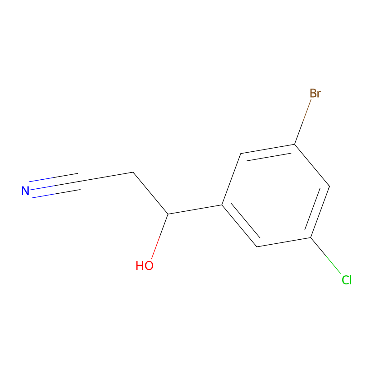 3-(3-Bromo-5-chlorophenyl)-3-hydroxypropanenitrile molecular structure, CAS 1075178-91-4