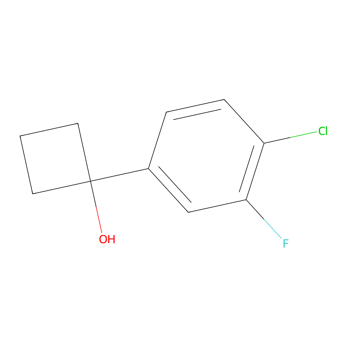 1-(4-Chloro-3-fluorophenyl)cyclobutanol molecular structure, CAS 1075189-90-0