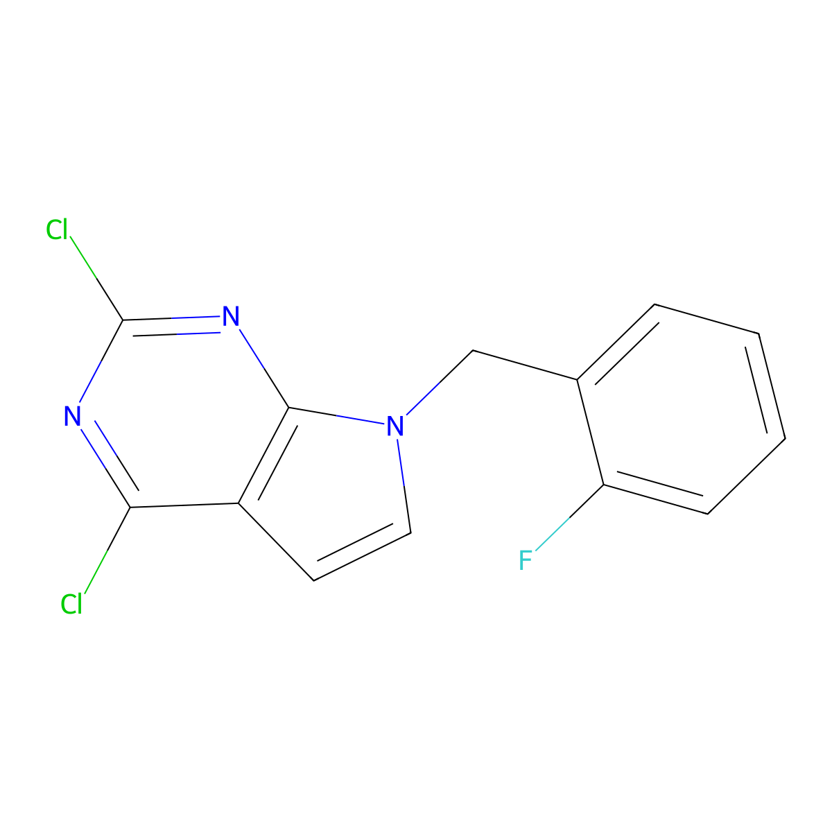 2,4-Dichloro-7-(2-fluorobenzyl)-7H-pyrrolo[2,3-d]pyrimidine molecular structure, CAS 1075205-27-4