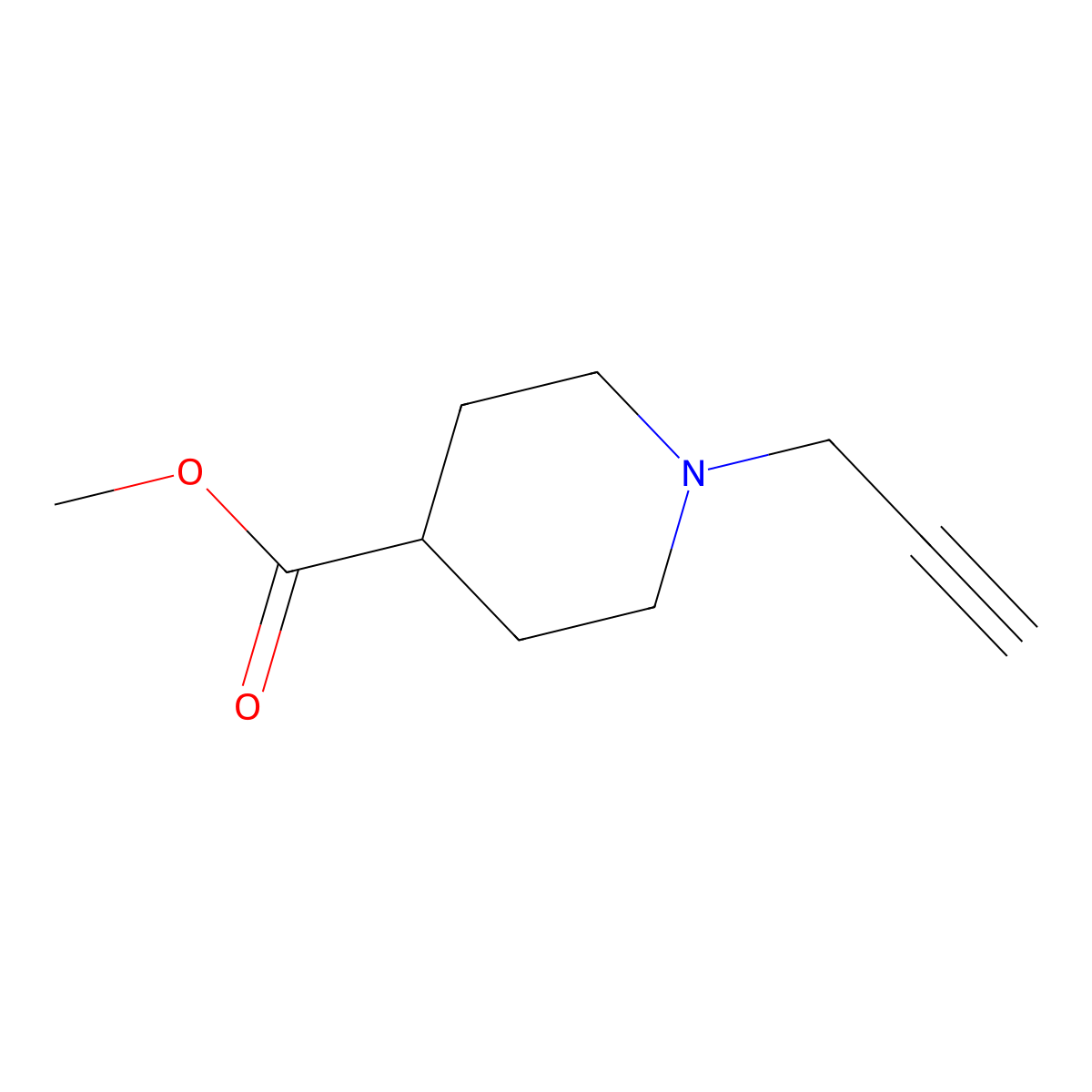 Methyl 1-(prop-2-yn-1-yl)piperidine-4-carboxylate molecular structure, CAS 1075221-06-5