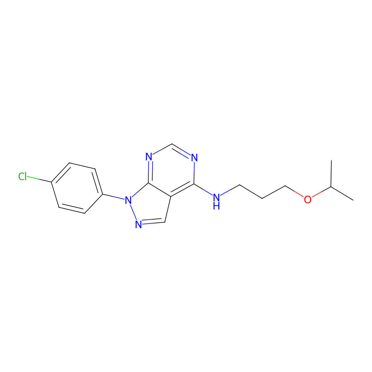 [1-(4-Chlorophenyl)pyrazolo[4,5-e]pyrimidin-4-yl][3-(methylethoxy)propyl]amine molecular structure, CAS 107524-81-2