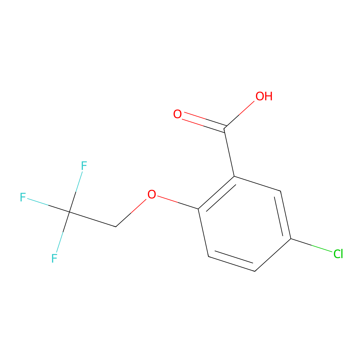 5-Chloro-2-(2,2,2-trifluoroethoxy)benzoic acid molecular structure, CAS 1075243-52-5