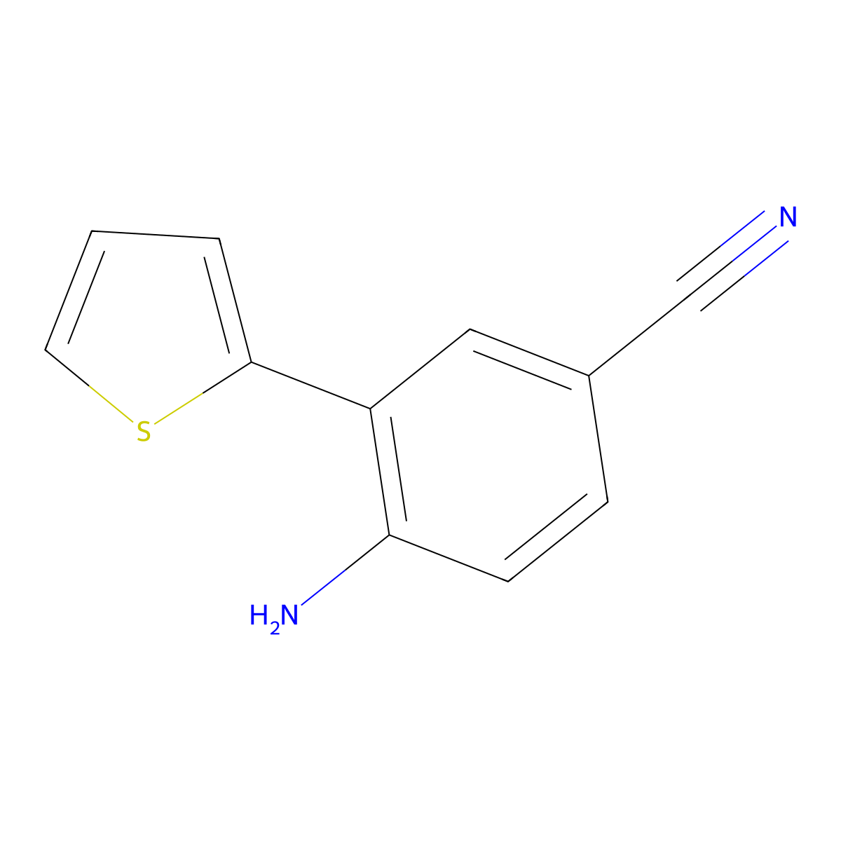 4-Amino-3-(thiophen-2-yl)benzonitrile molecular structure, CAS 1075253-81-4
