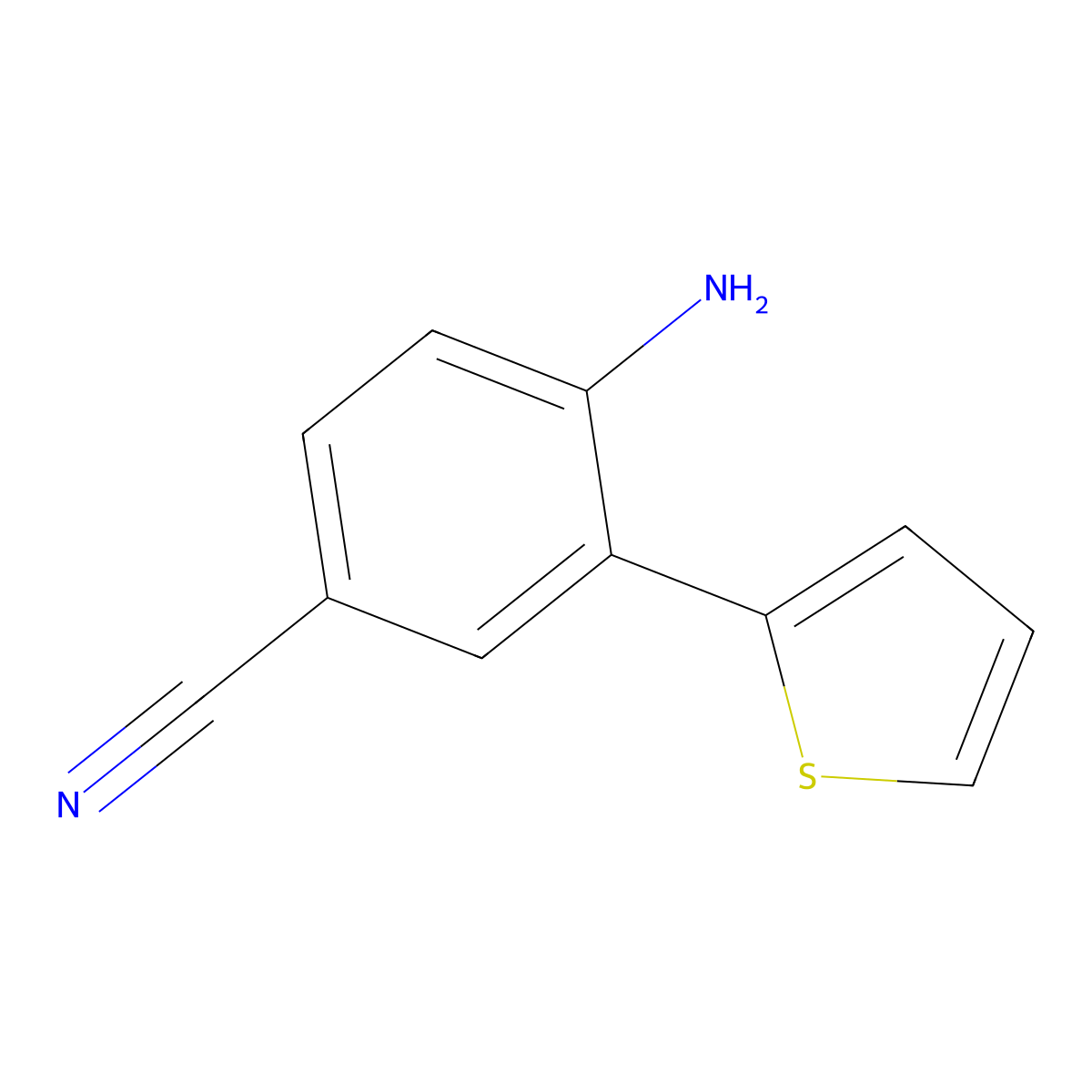 4-Amino-3-(thiophen-2-yl)benzonitrile molecular structure, CAS 1075253-81-4