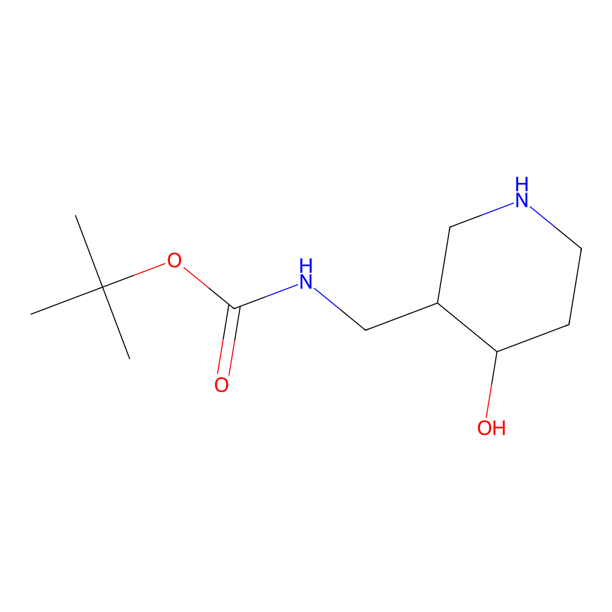tert-Butyl N-{[(3S,4S)-4-hydroxypiperidin-3-yl]methyl}carbamate molecular structure, CAS 1075260-42-2