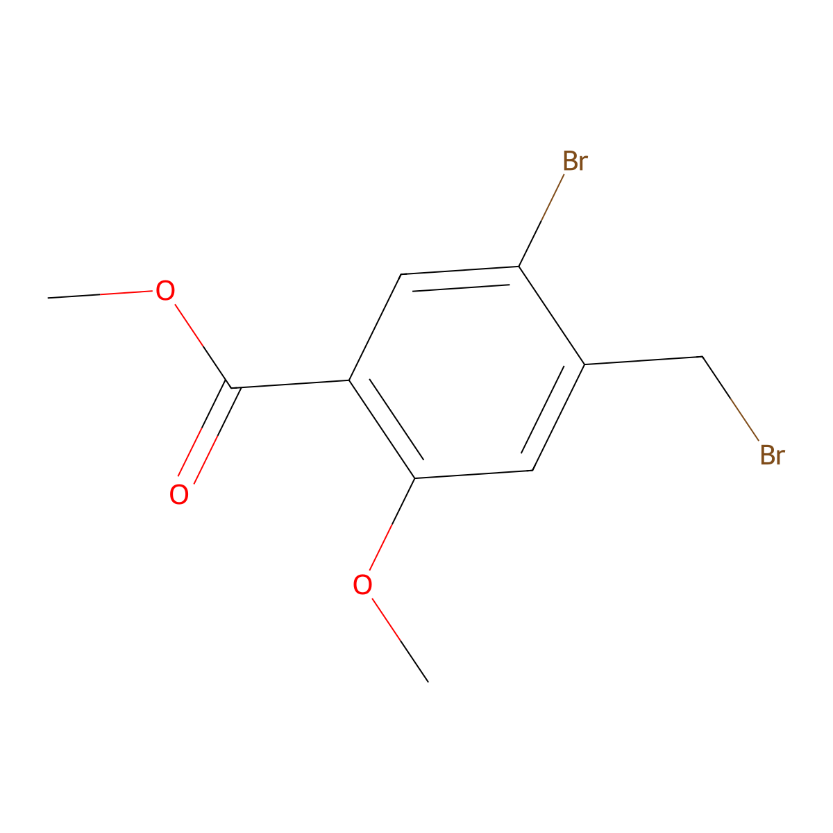 Methyl 5-bromo-4-(bromomethyl)-2-methoxybenzoate molecular structure, CAS 1075281-18-3