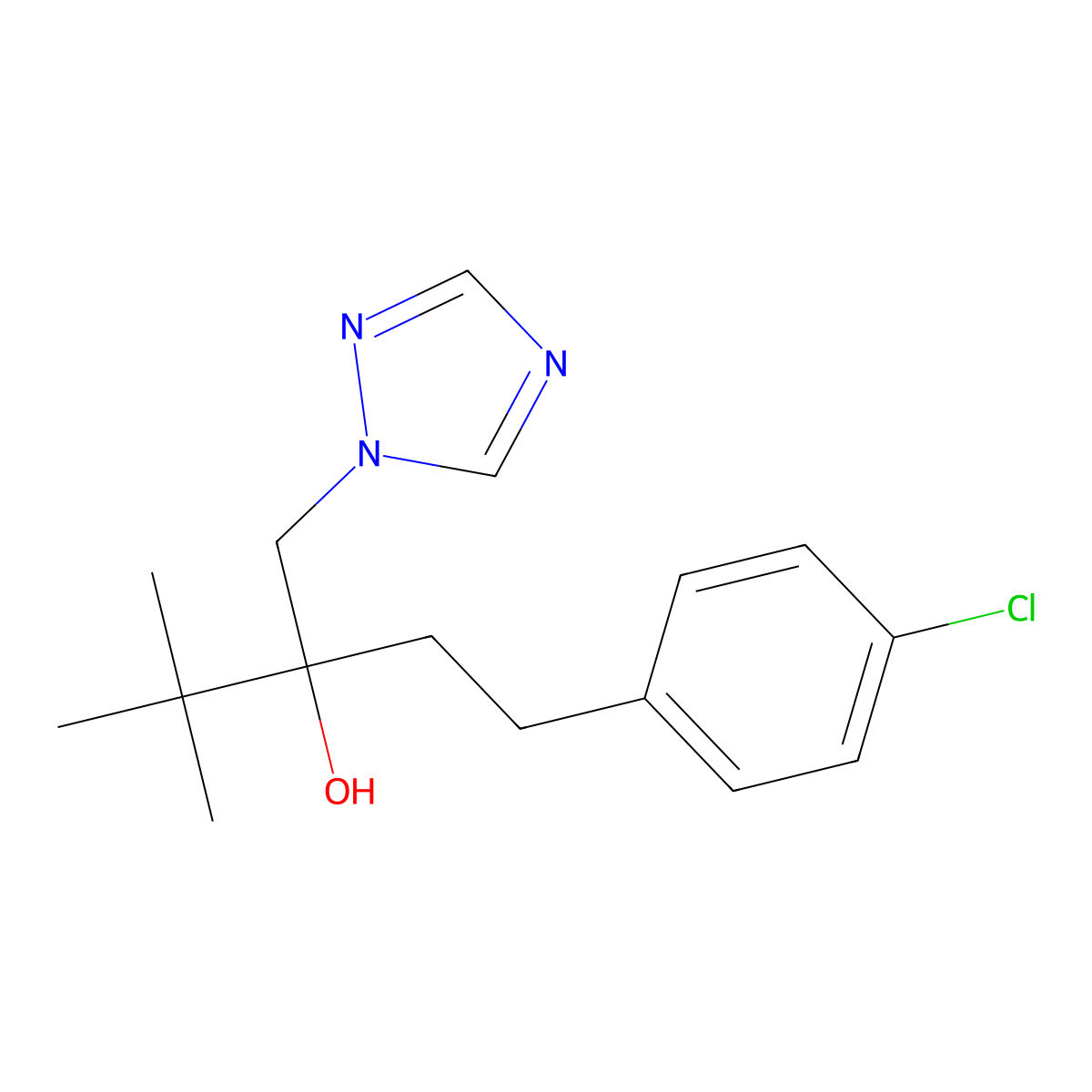 Tebuconazole molecular structure, CAS 107534-96-3