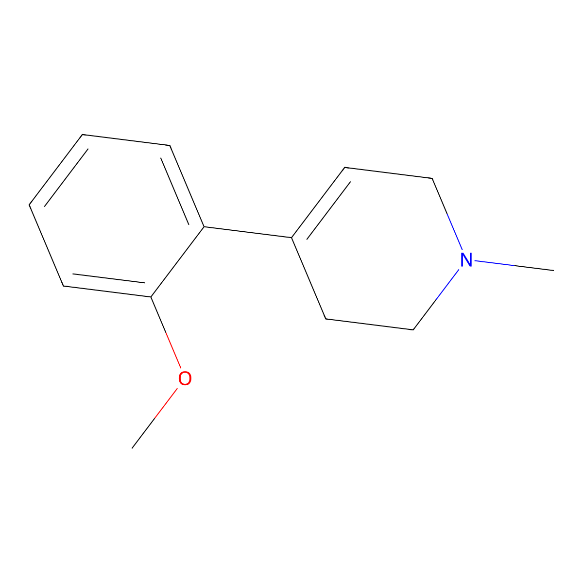 Pyridine, 1,2,3,6-tetrahydro-4-(2-methoxyphenyl)-1-methyl- molecular structure, CAS 107534-97-4