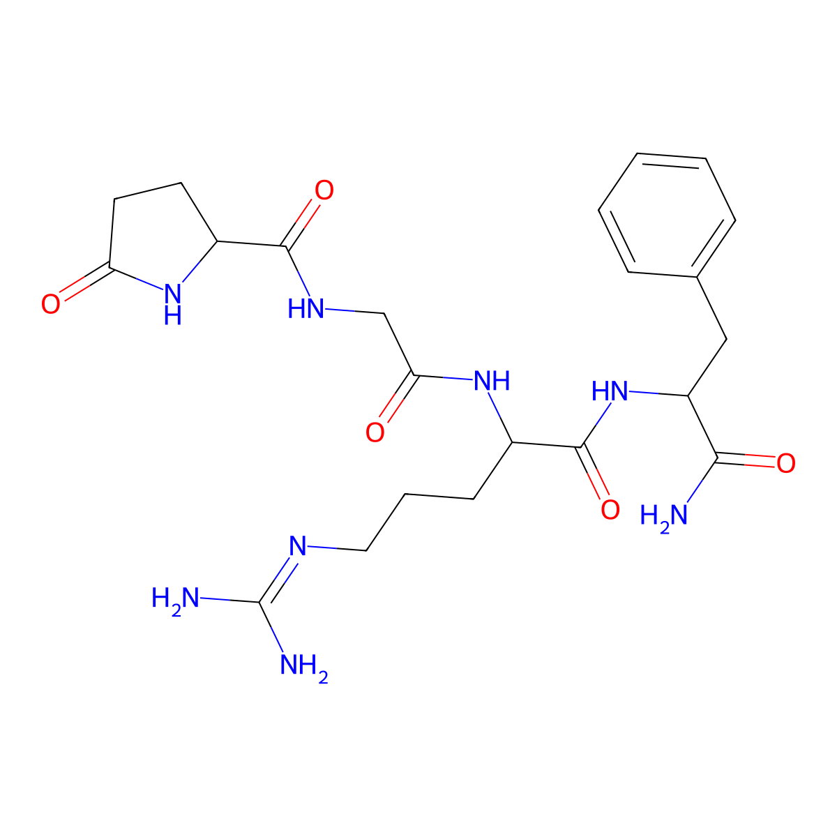 4-Pyroglutamyl-glycyl-arginyl-phenylalaninamide molecular structure, CAS 107535-01-3