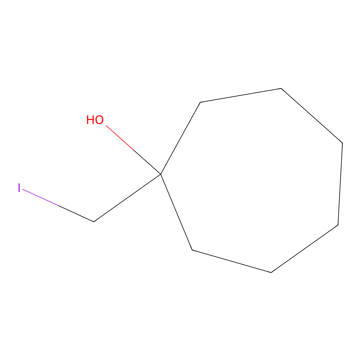 1-(Iodomethyl)cycloheptan-1-ol molecular structure, CAS 107535-42-2