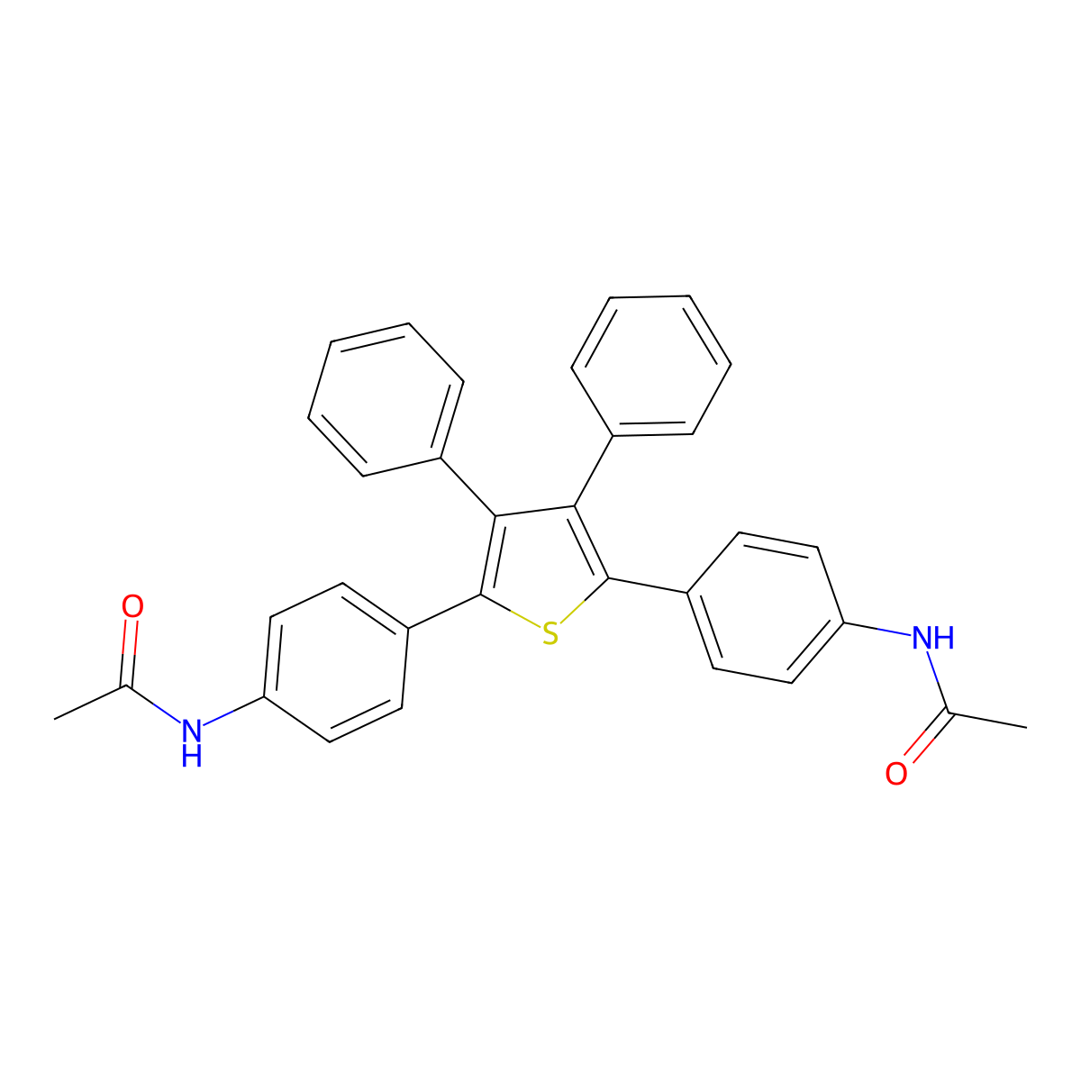 Acetamide, N,N'-[(3,4-diphenyl-2,5-thiophenediyl)di-4,1-phenylene]bis- molecular structure, CAS 107541-96-8