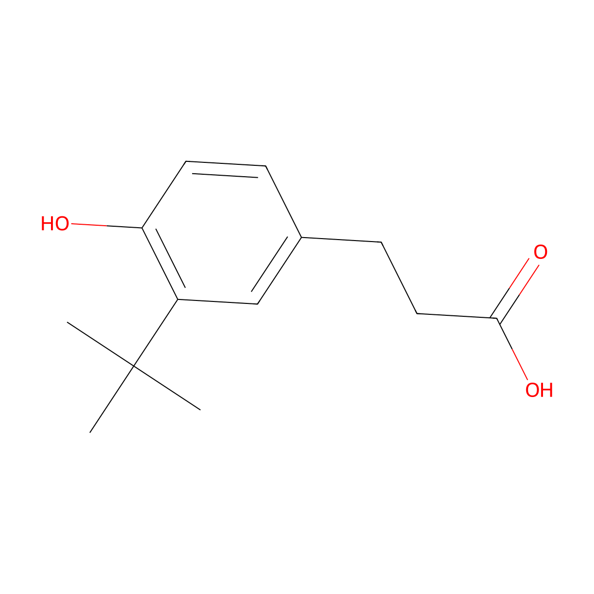 3-(3-tert-Butyl-4-hydroxyphenyl)propionic acid molecular structure, CAS 107551-67-7