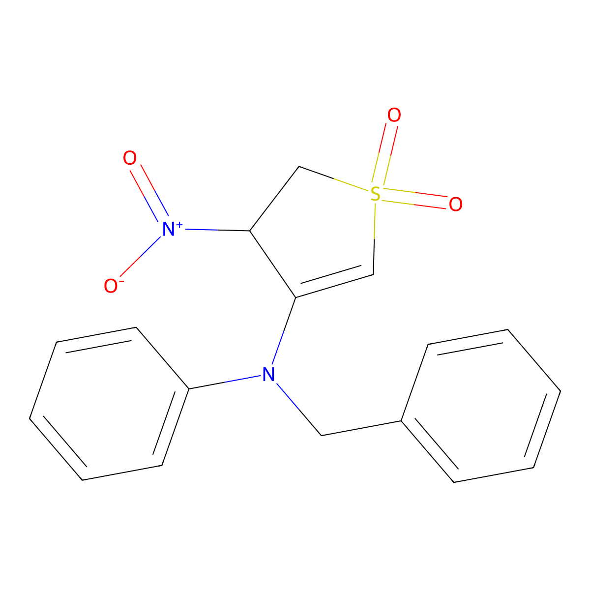 N-benzyl-3-nitro-1,1-dioxo-N-phenyl-2,3-dihydrothiophen-4-amine molecular structure, CAS 107553-03-7