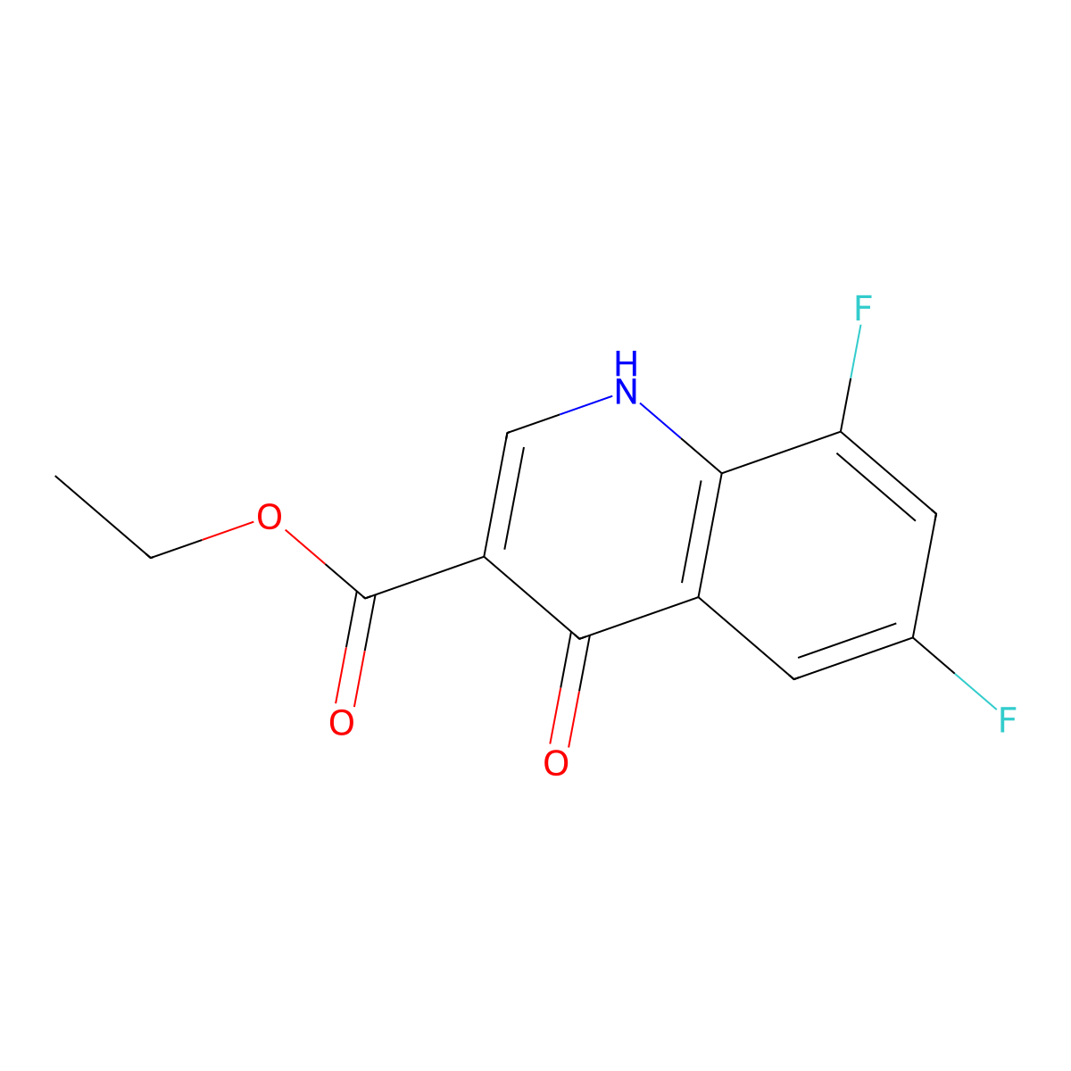 Ethyl 6,8-difluoro-4-hydroxyquinoline-3-carboxylate molecular structure, CAS 107555-38-4