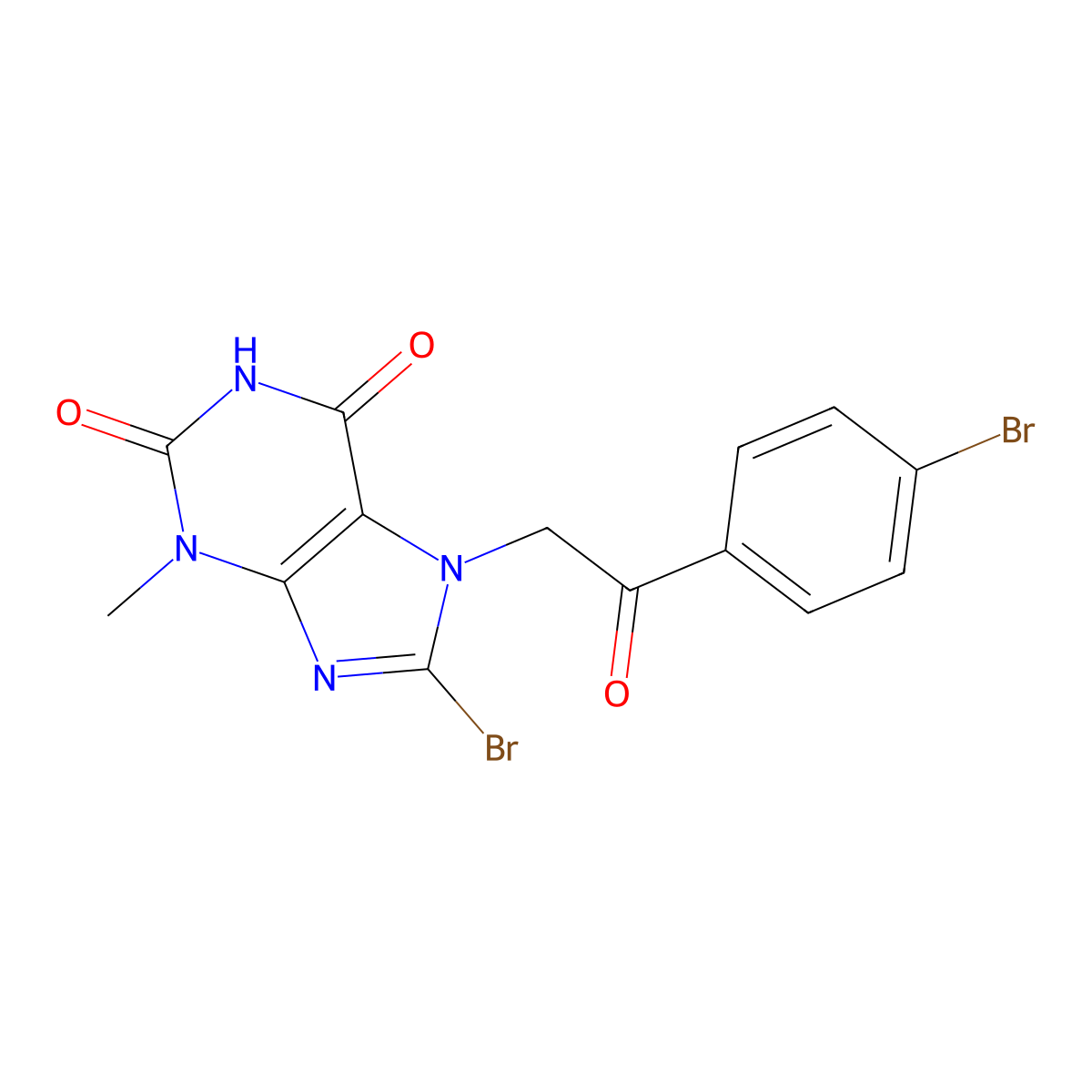 8-bromo-7-[2-(4-bromophenyl)-2-oxoethyl]-3-methyl-3,7-dihydro-1H-purine-2,6-dione molecular structure, CAS 107569-36-8
