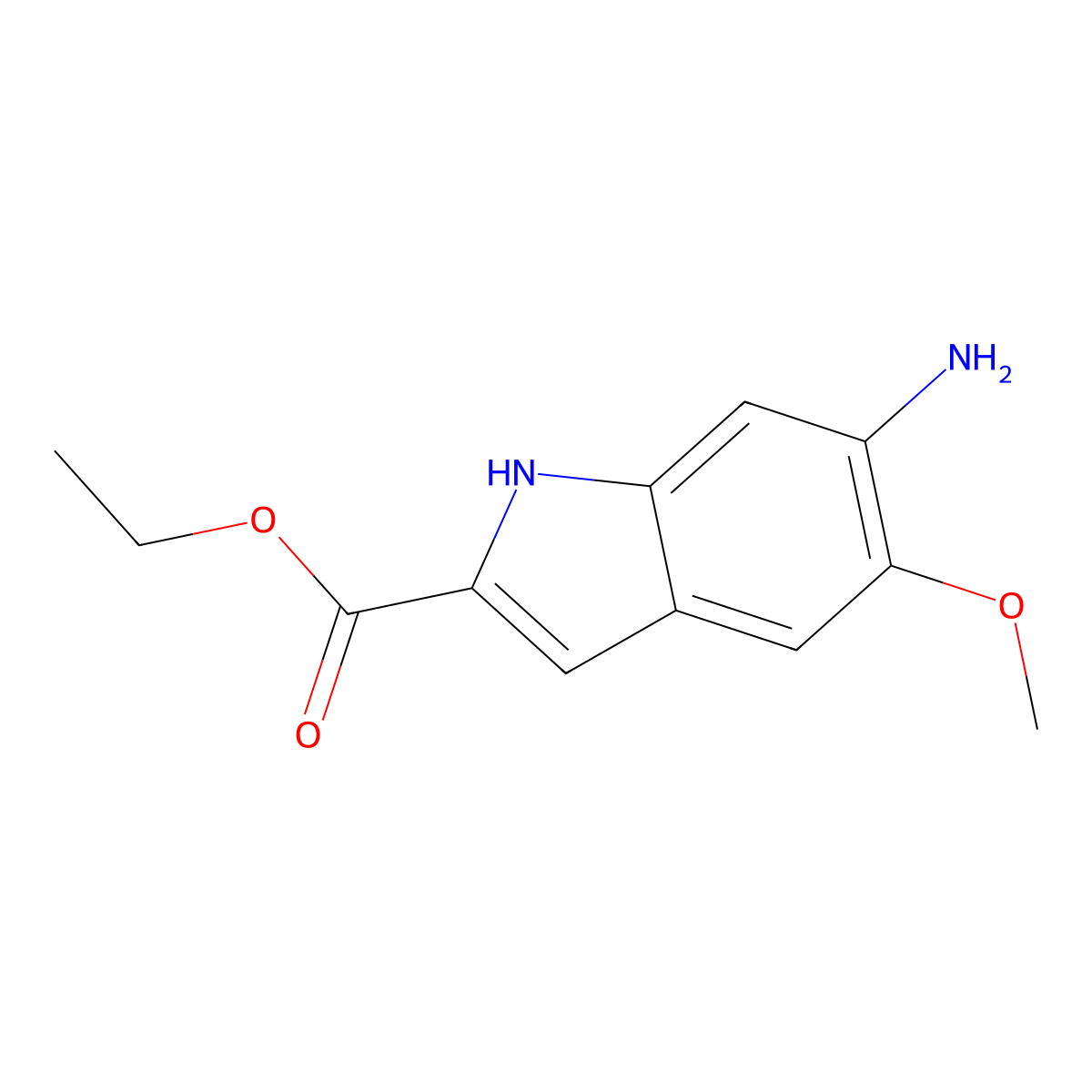 Ethyl 6-amino-5-methoxy-1H-indole-2-carboxylate molecular structure, CAS 107575-60-0
