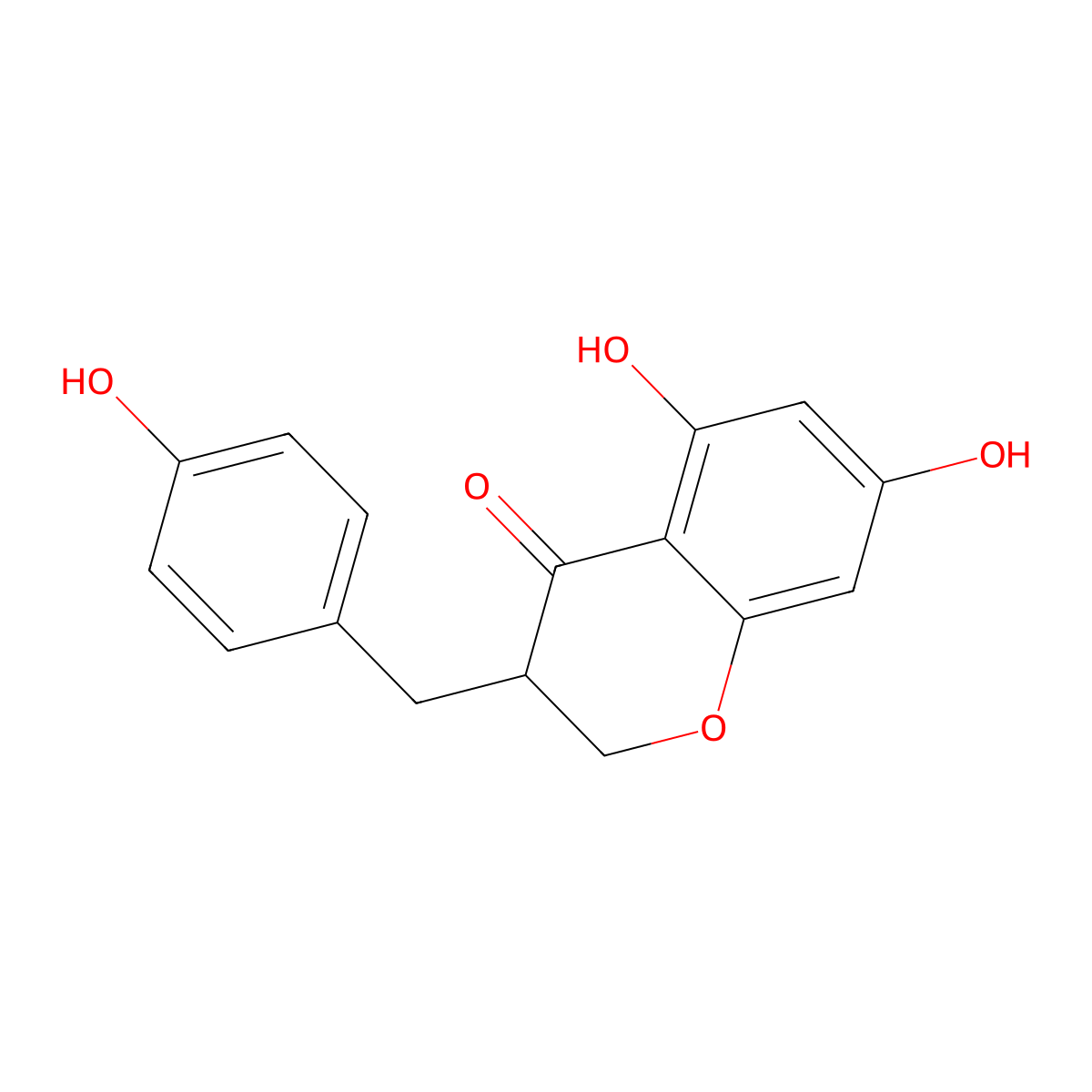 2,3-Dihydro-5,7-dihydroxy-3-((4-hydroxyphenyl)methyl)-4H-1-benzopyran-4-one molecular structure, CAS 107585-77-3