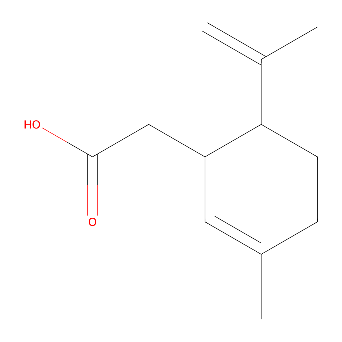 2-[(1S,6R)-3-methyl-6-(prop-1-en-2-yl)cyclohex-2-en-1-yl]acetic acid molecular structure, CAS 107602-59-5