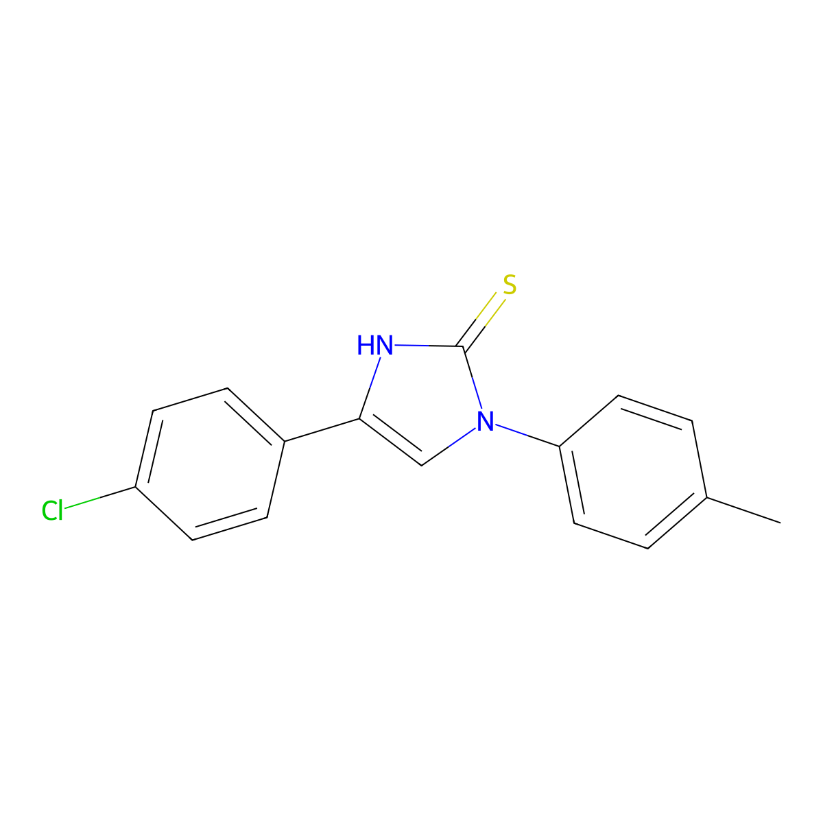 4-(4-chlorophenyl)-1-(4-methylphenyl)-1H-imidazole-2-thiol molecular structure, CAS 107605-06-1