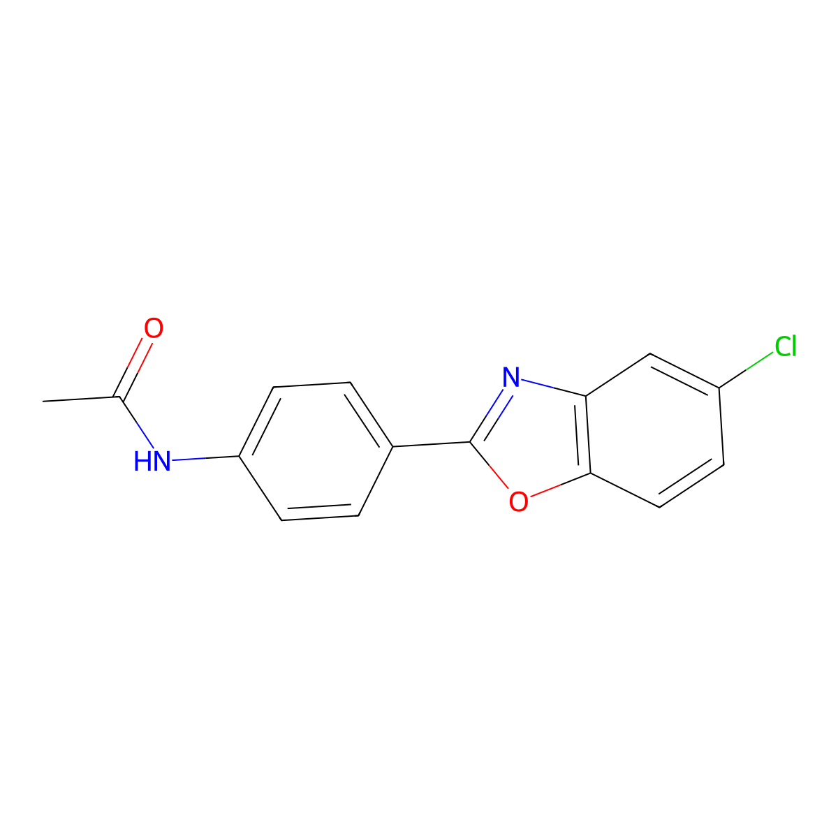 N-[4-(5-chloro-1,3-benzoxazol-2-yl)phenyl]acetamide molecular structure, CAS 107609-10-9