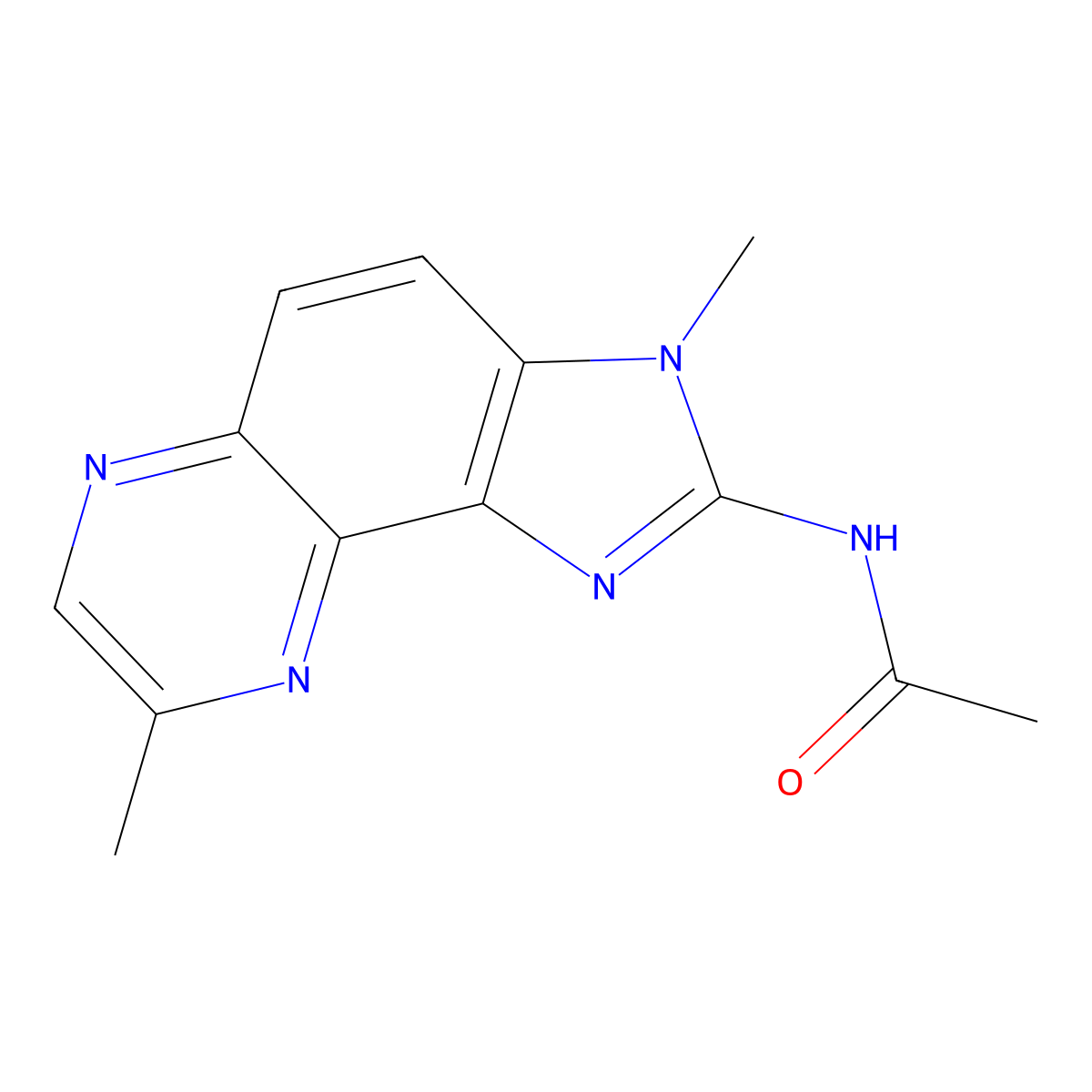 Acetamide, N-(3,8-dimethyl-3H-imidazo(4,5-f)quinoxalin-2-yl)- molecular structure, CAS 107609-69-8