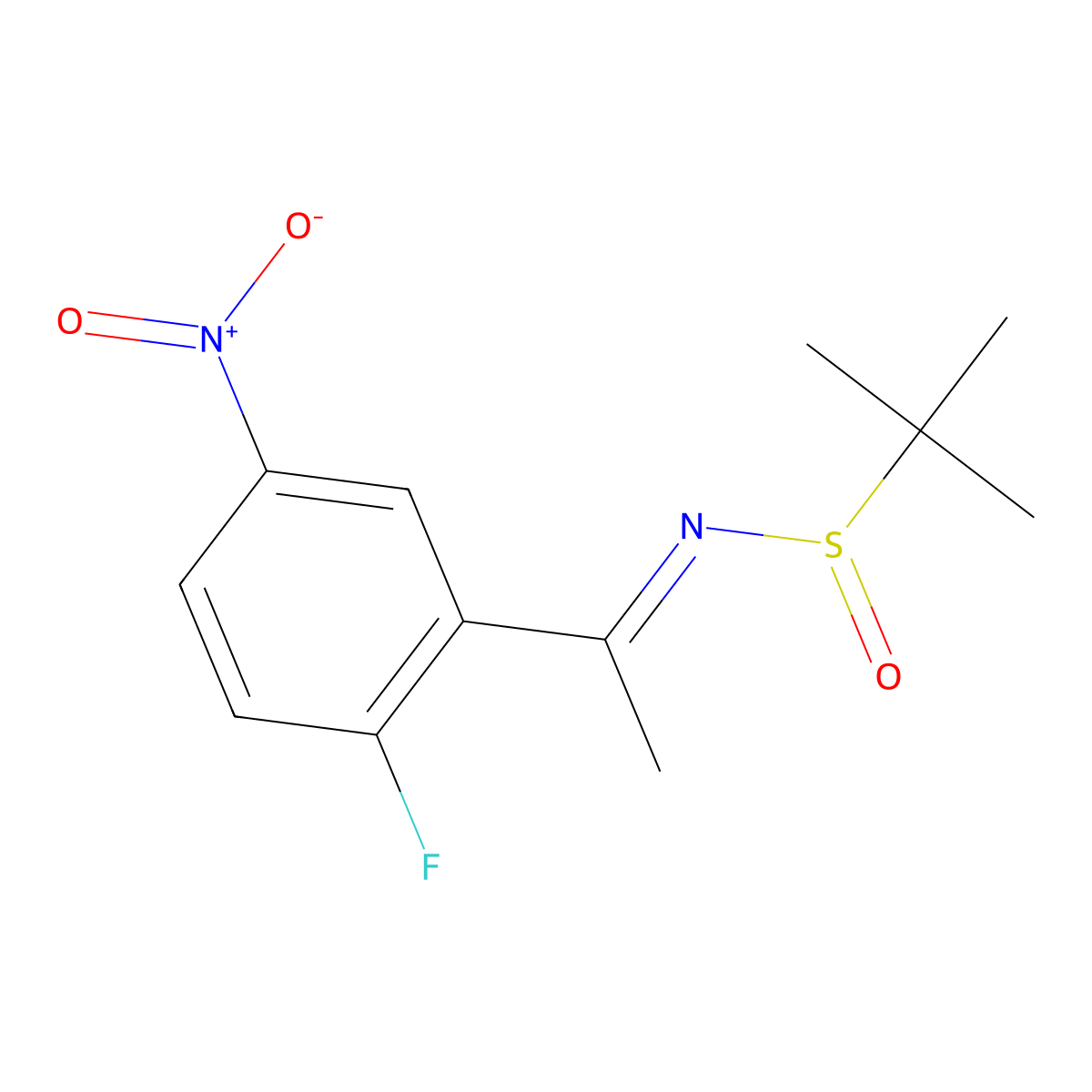 (NE)-N-[1-(2-fluoro-5-nitrophenyl)ethylidene]-2-methylpropane-2-sulfinamide molecular structure, CAS 1076160-56-9